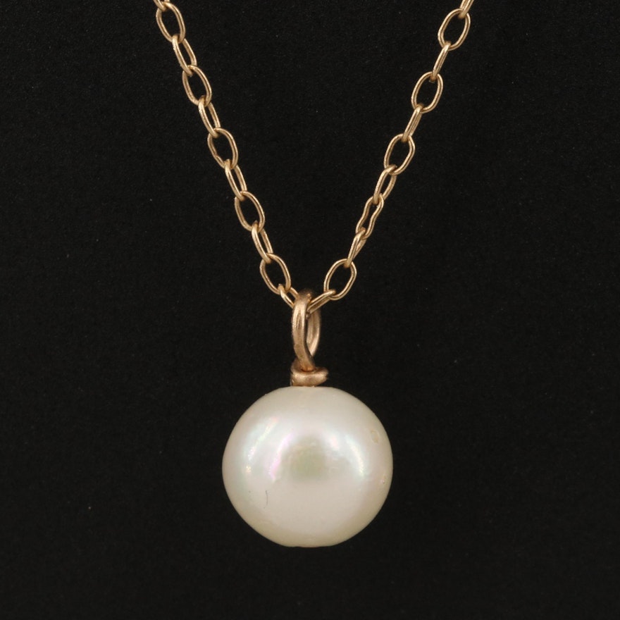 14K Pearl Pendant Necklace