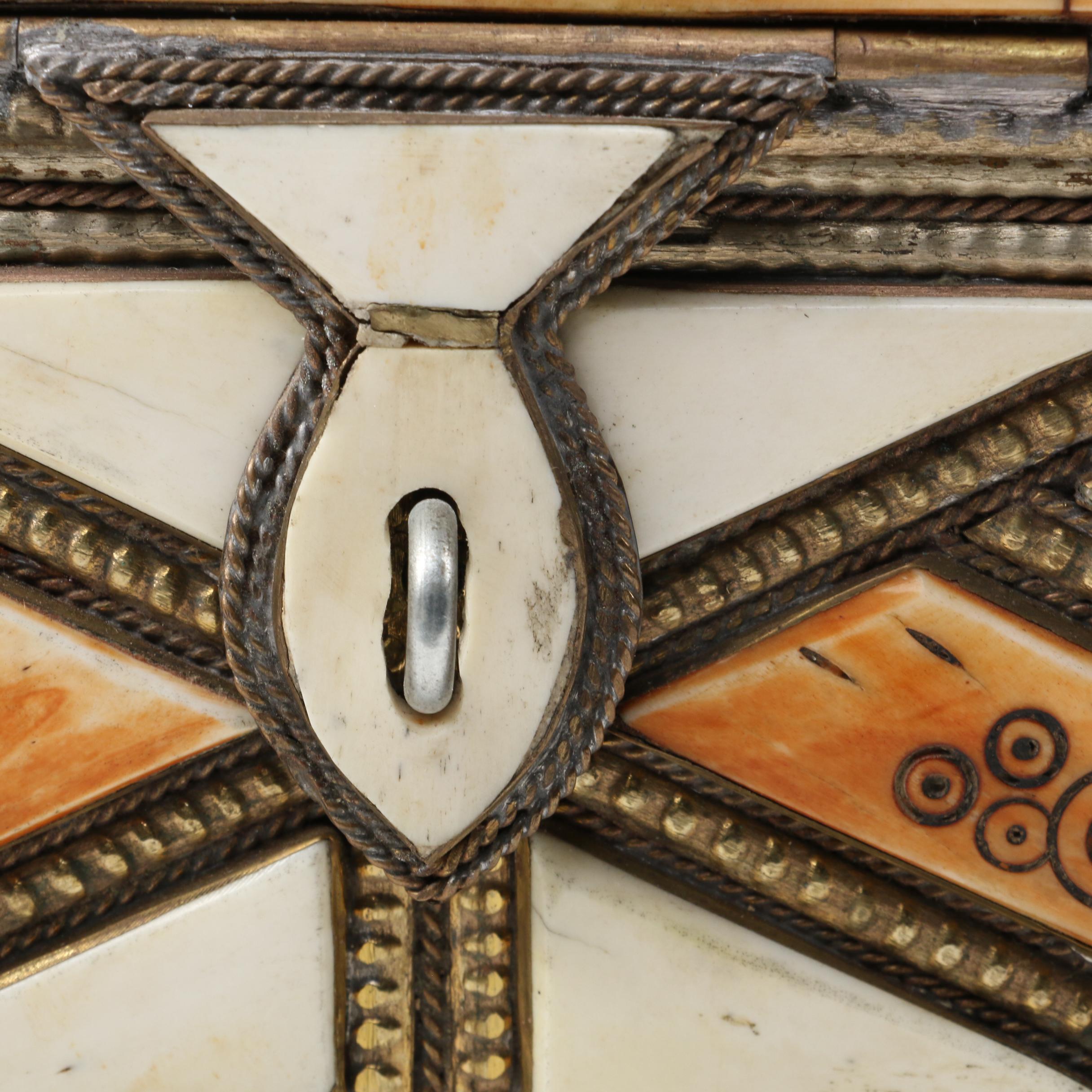 Moroccan Camel Bone Inlaid Jewelry Casket with Correspondence from Maya Angelou
