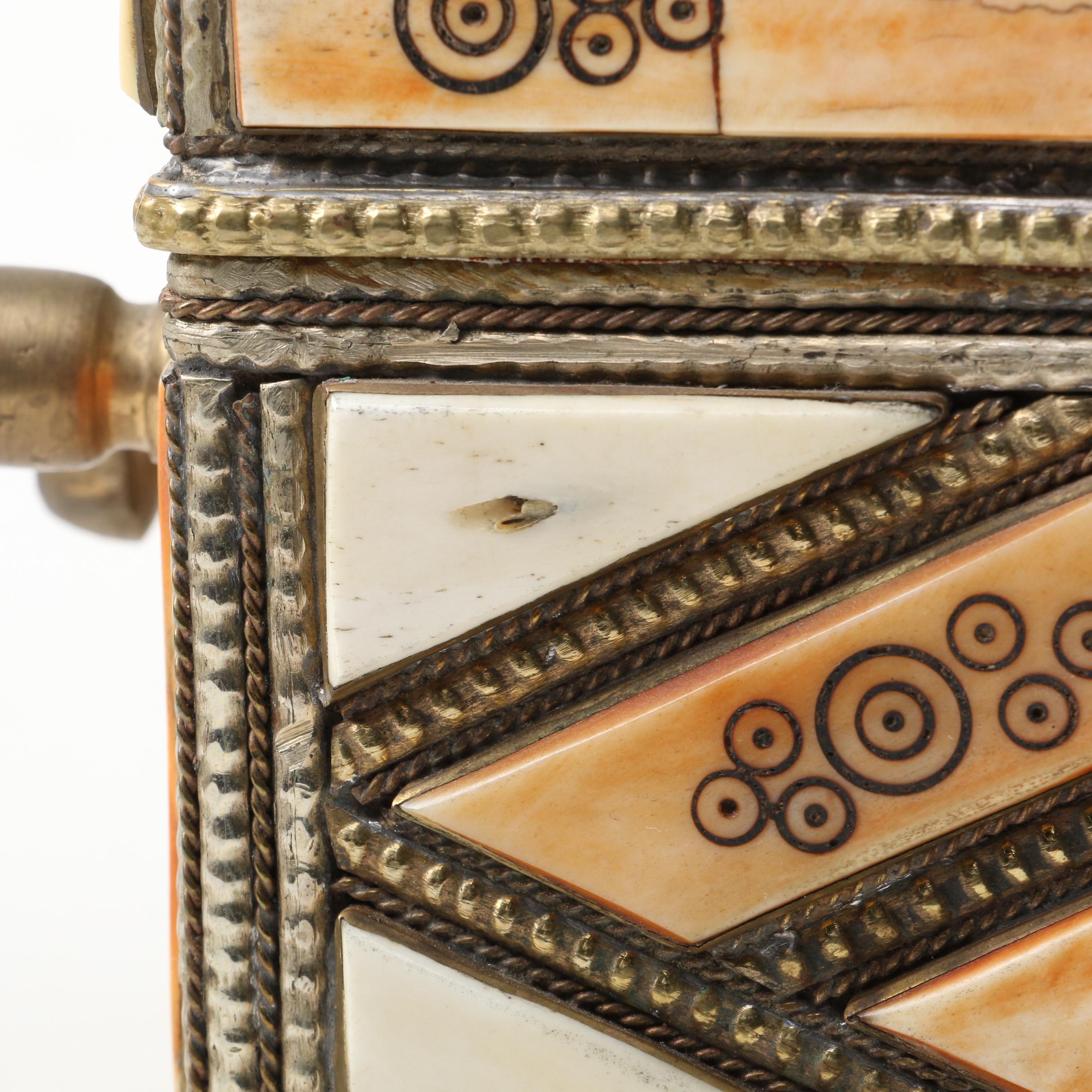 Moroccan Camel Bone Inlaid Jewelry Casket with Correspondence from Maya Angelou