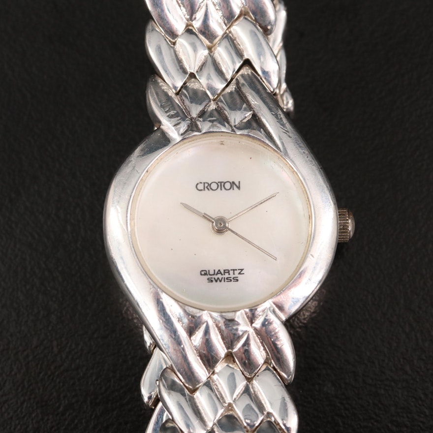 Croton for Alfred Hammel Sterling Silver Wristwatch with Mother of Pearl Dial