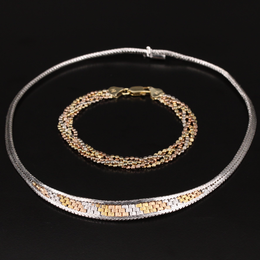 Milor Italian Sterling Tri-Color Jewelry Featuring Riccio Necklace