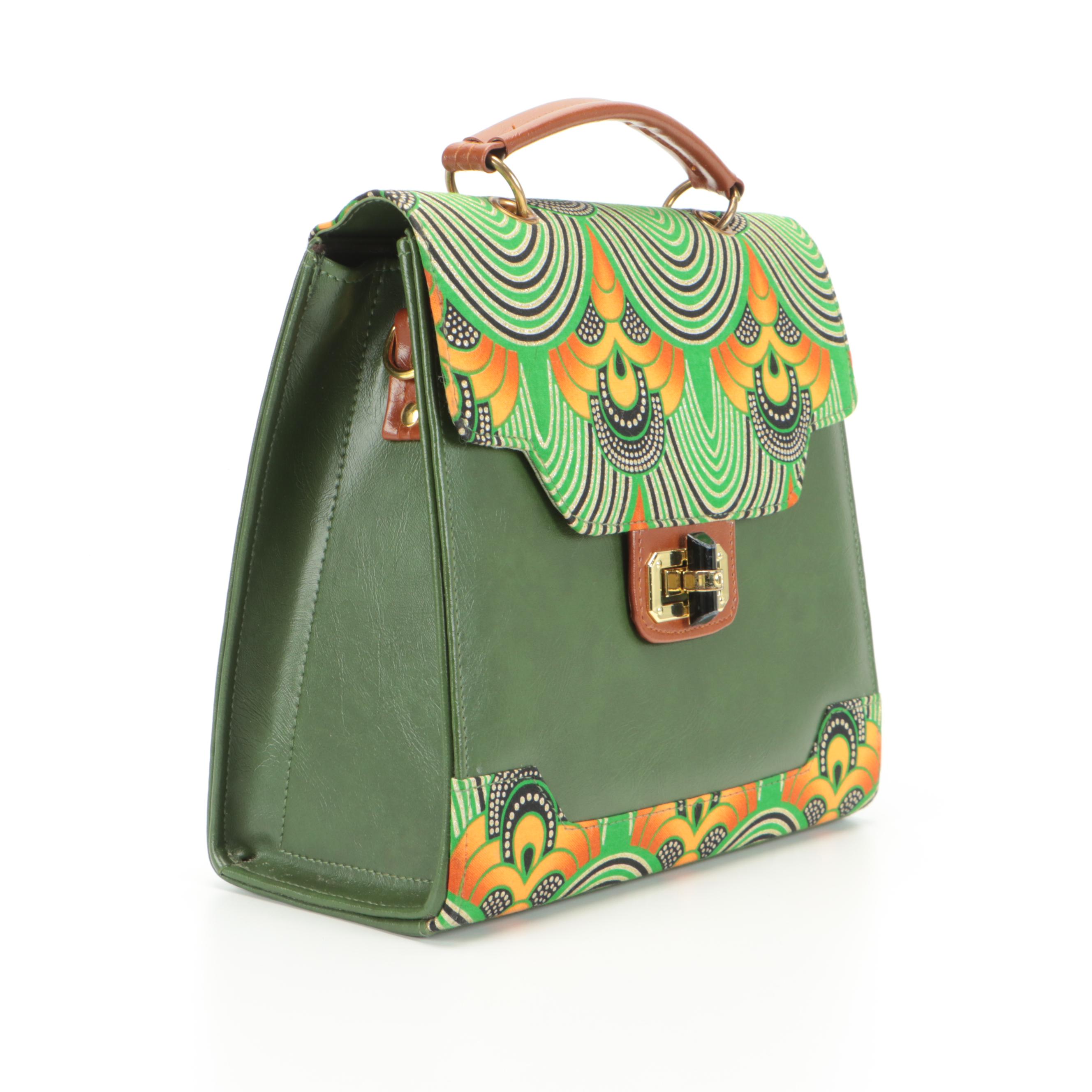 Dr. Pachanga Ntsiki Satchel in Africa Gold Wax Fabric and Vegan Leather