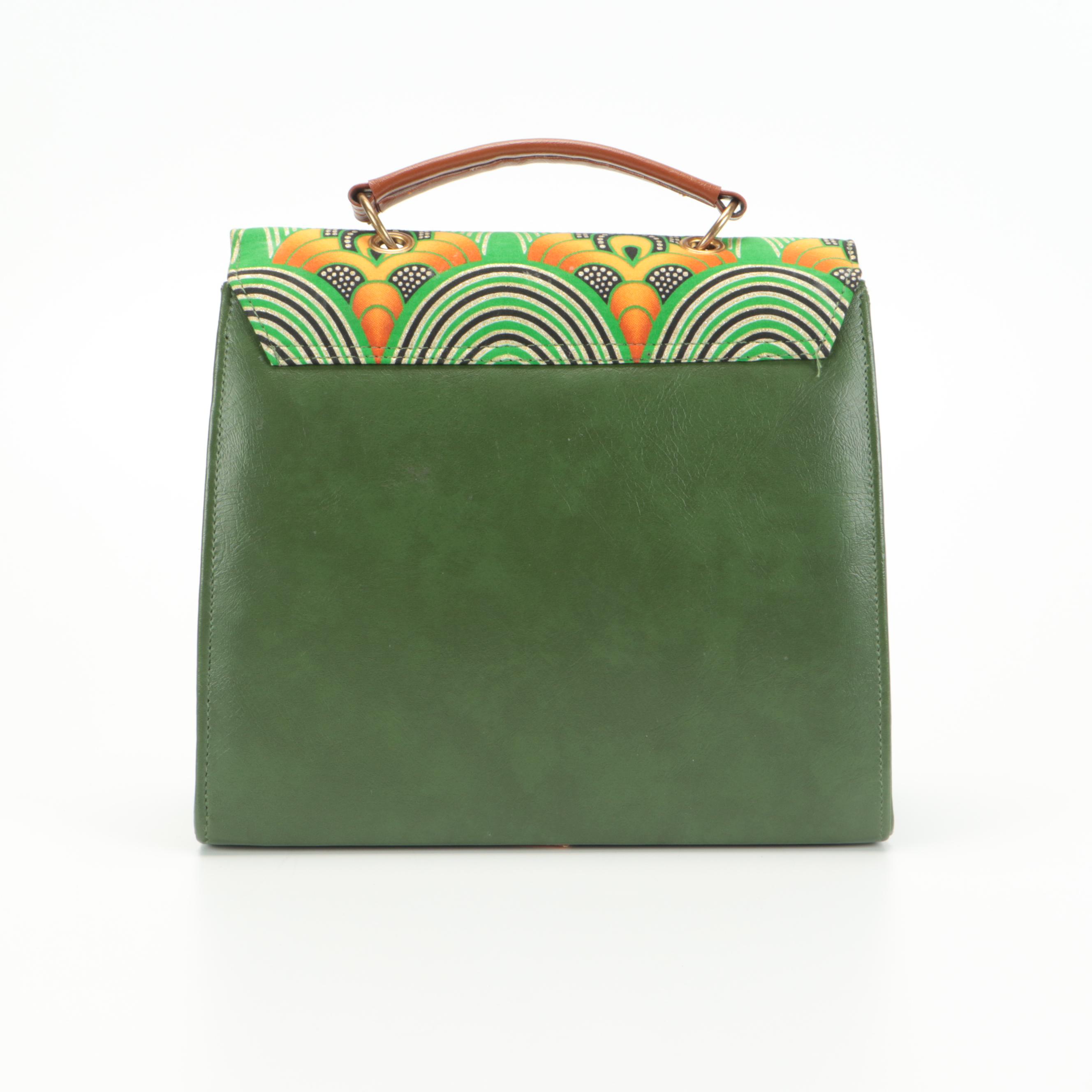 Dr. Pachanga Ntsiki Satchel in Africa Gold Wax Fabric and Vegan Leather
