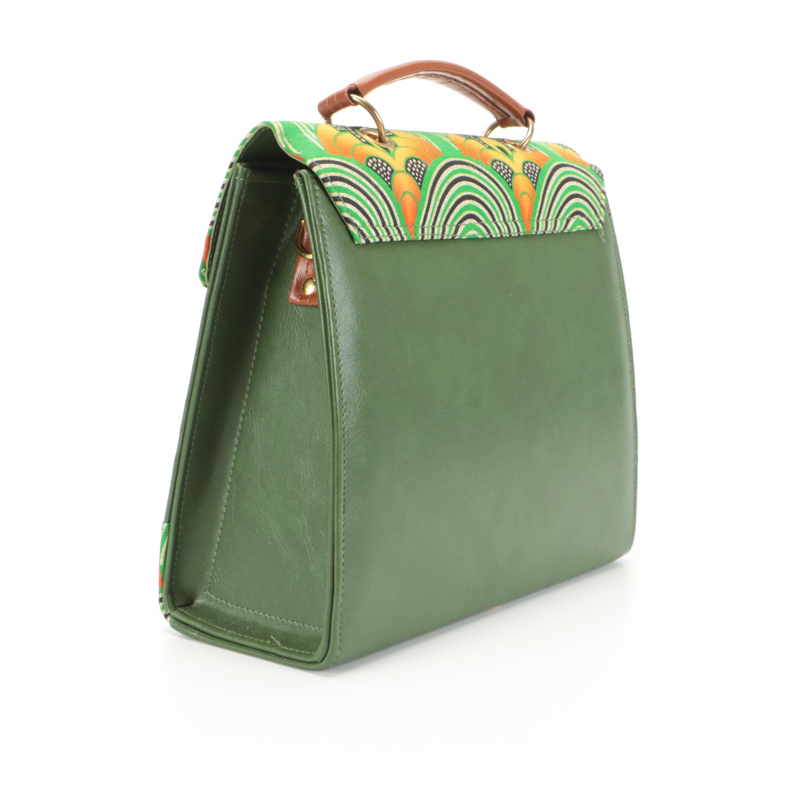 Dr. Pachanga Ntsiki Satchel in Africa Gold Wax Fabric and Vegan Leather