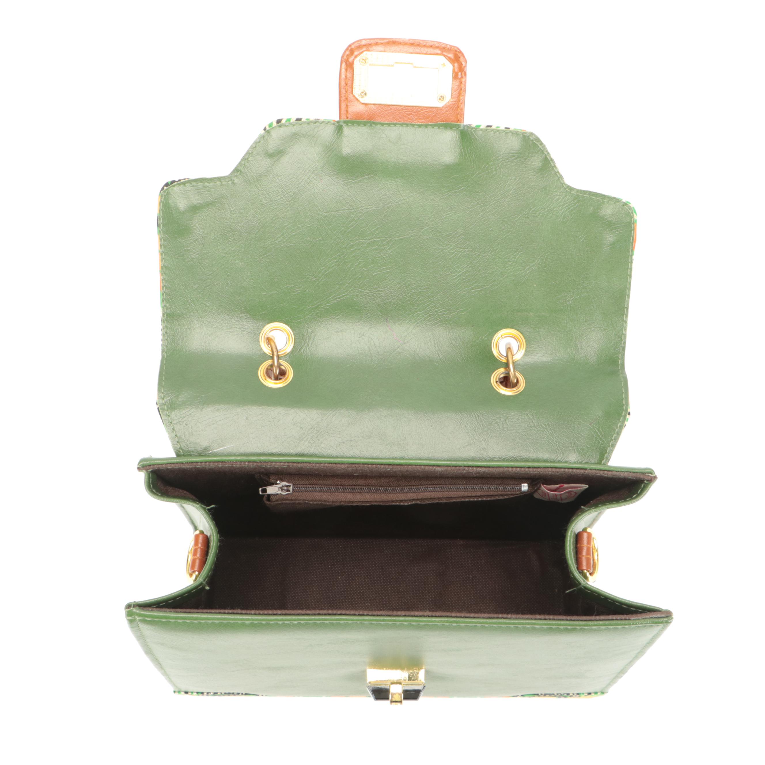 Dr. Pachanga Ntsiki Satchel in Africa Gold Wax Fabric and Vegan Leather