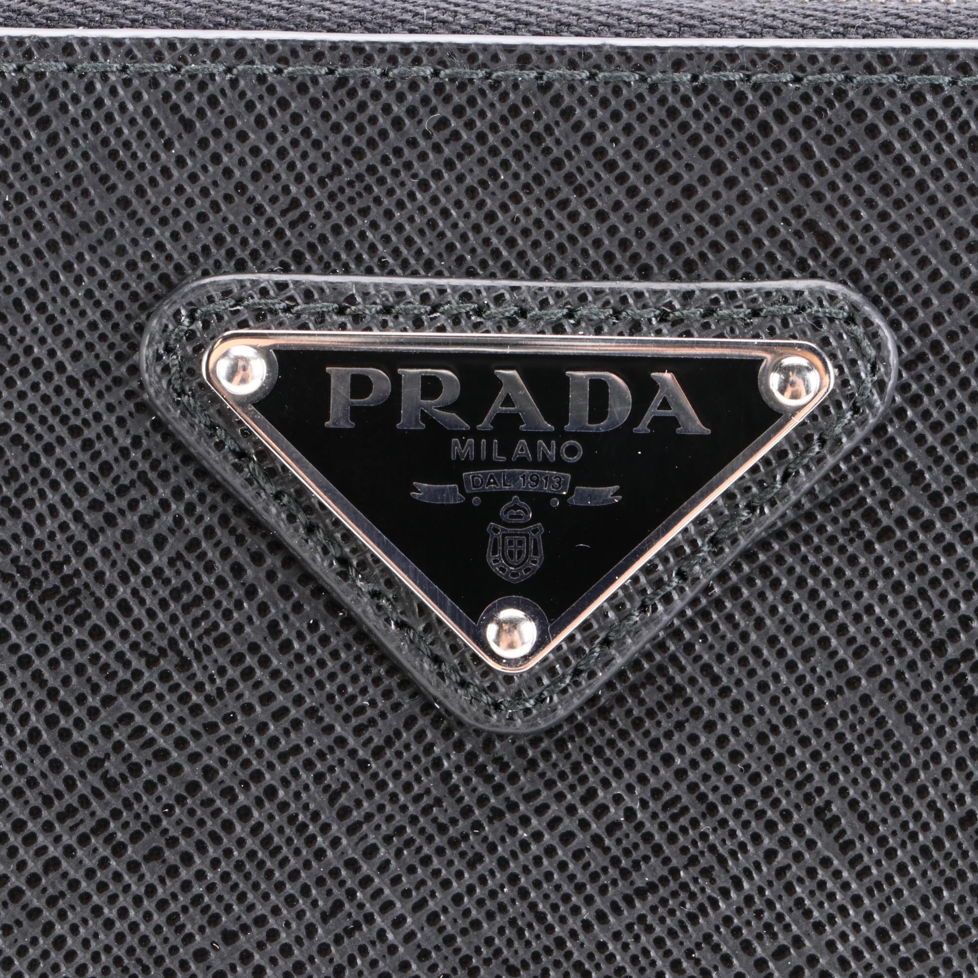 Prada Zip Portfolio Case in Black Saffiano Leather