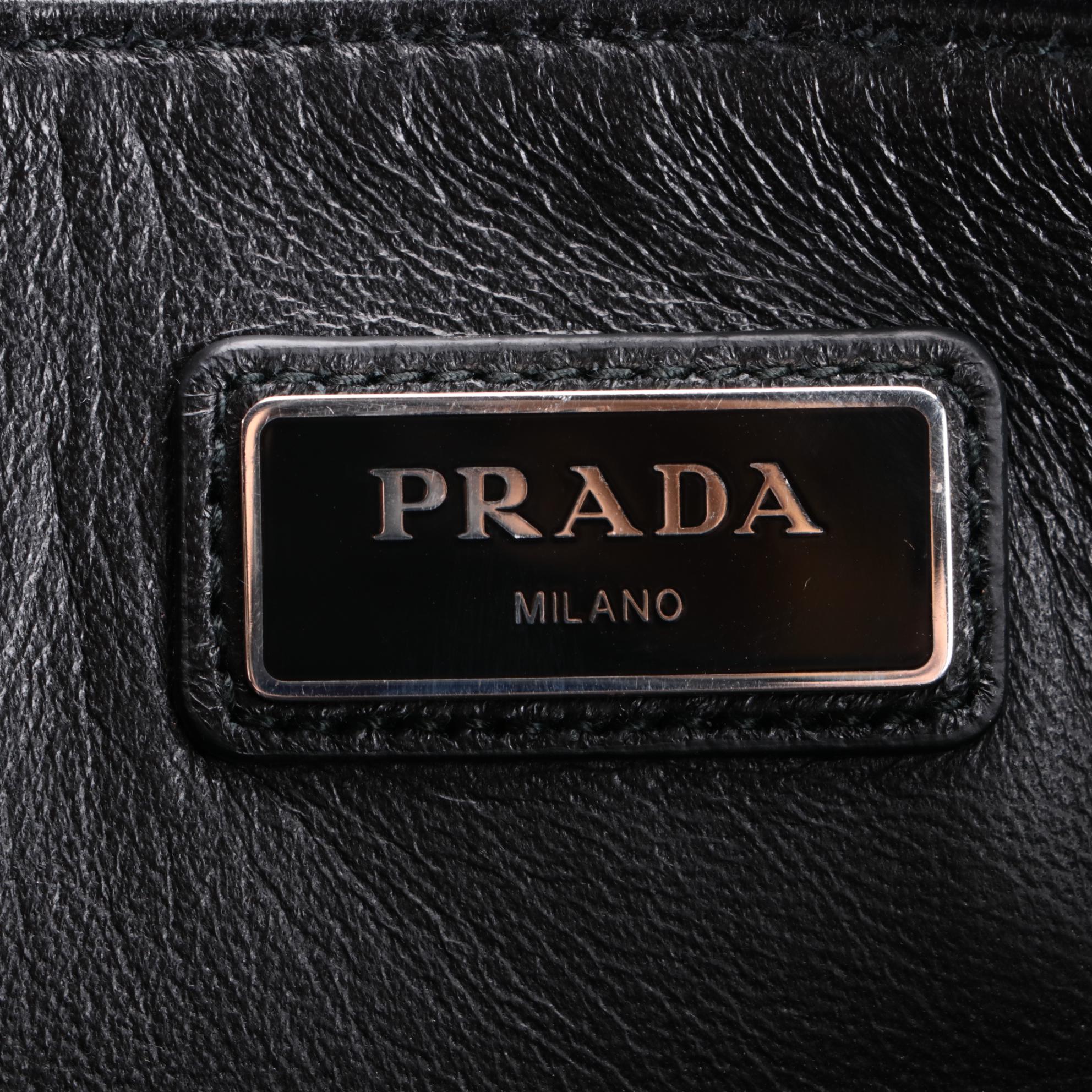 Prada Zip Portfolio Case in Black Saffiano Leather