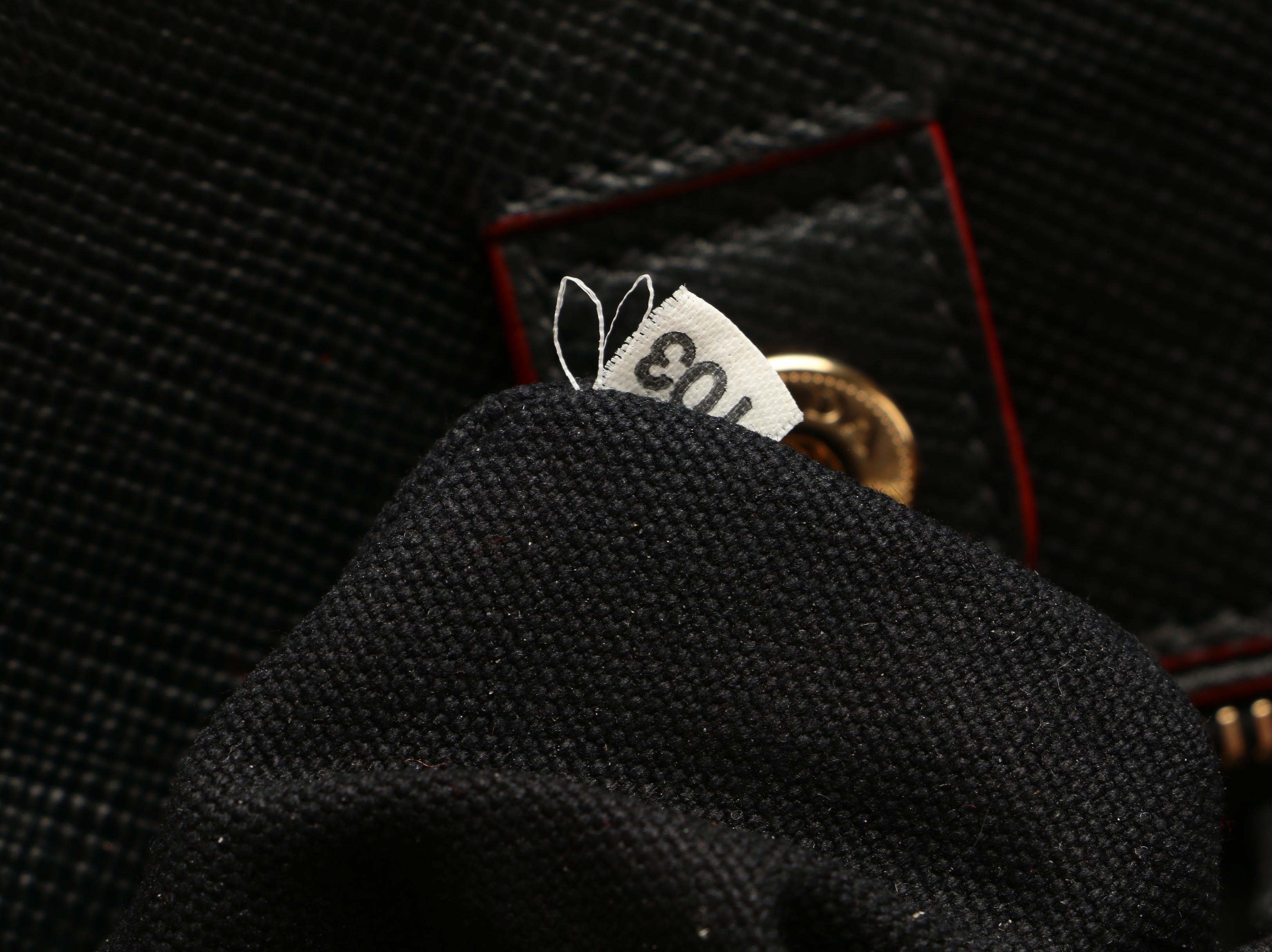 Prada Double-Zip Tote in Red Leather with Black Saffiano Leather Trim