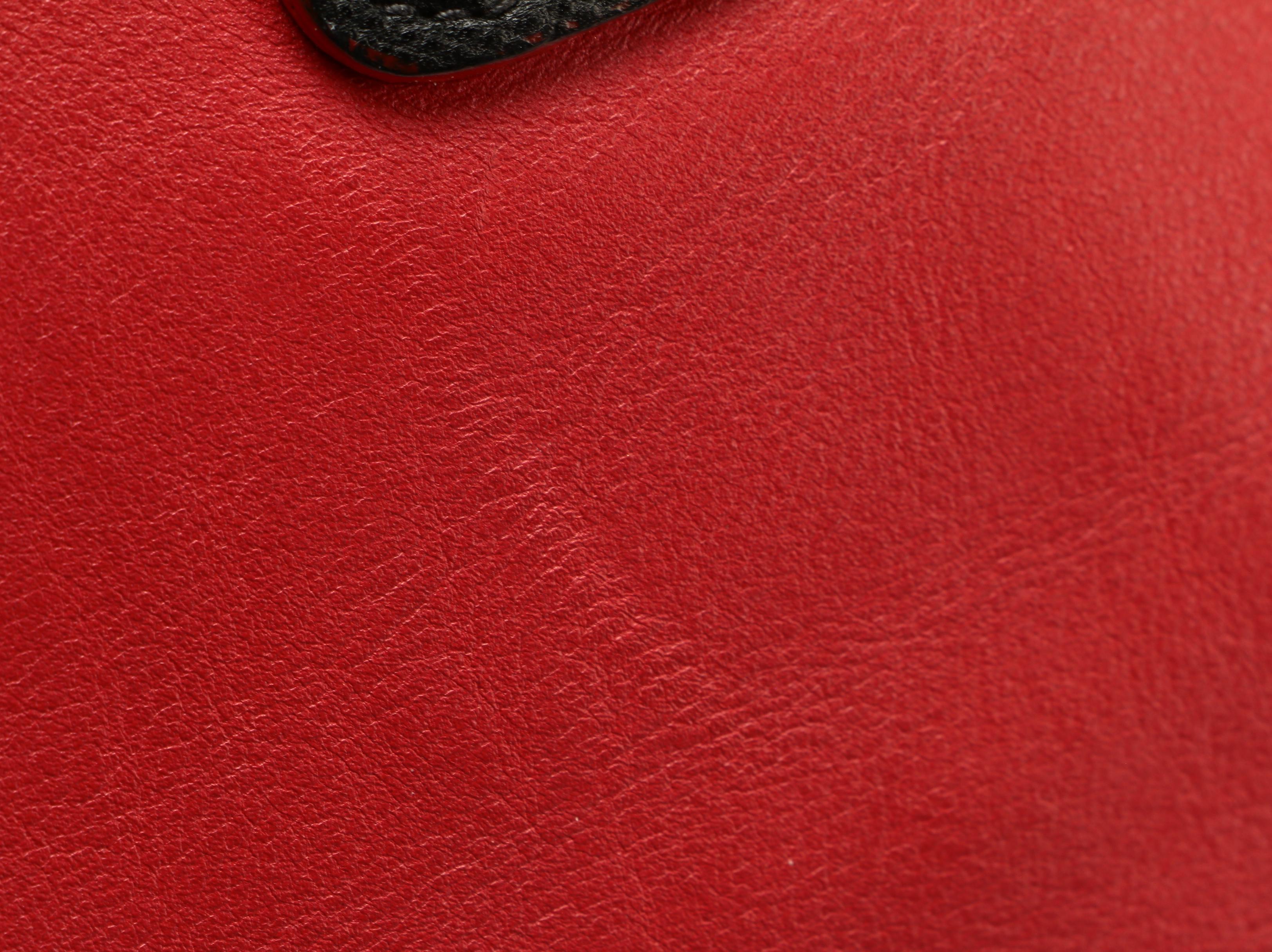 Prada Double-Zip Tote in Red Leather with Black Saffiano Leather Trim