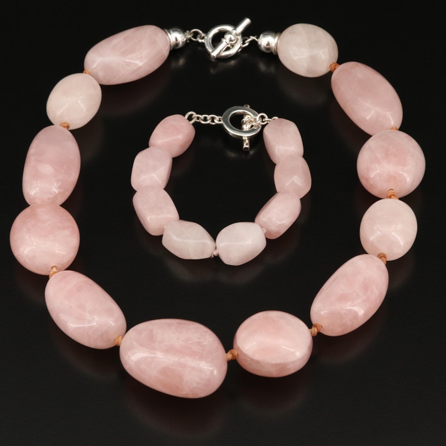 Ralph Lauren Rose Quartz Necklace and Bracelet Set