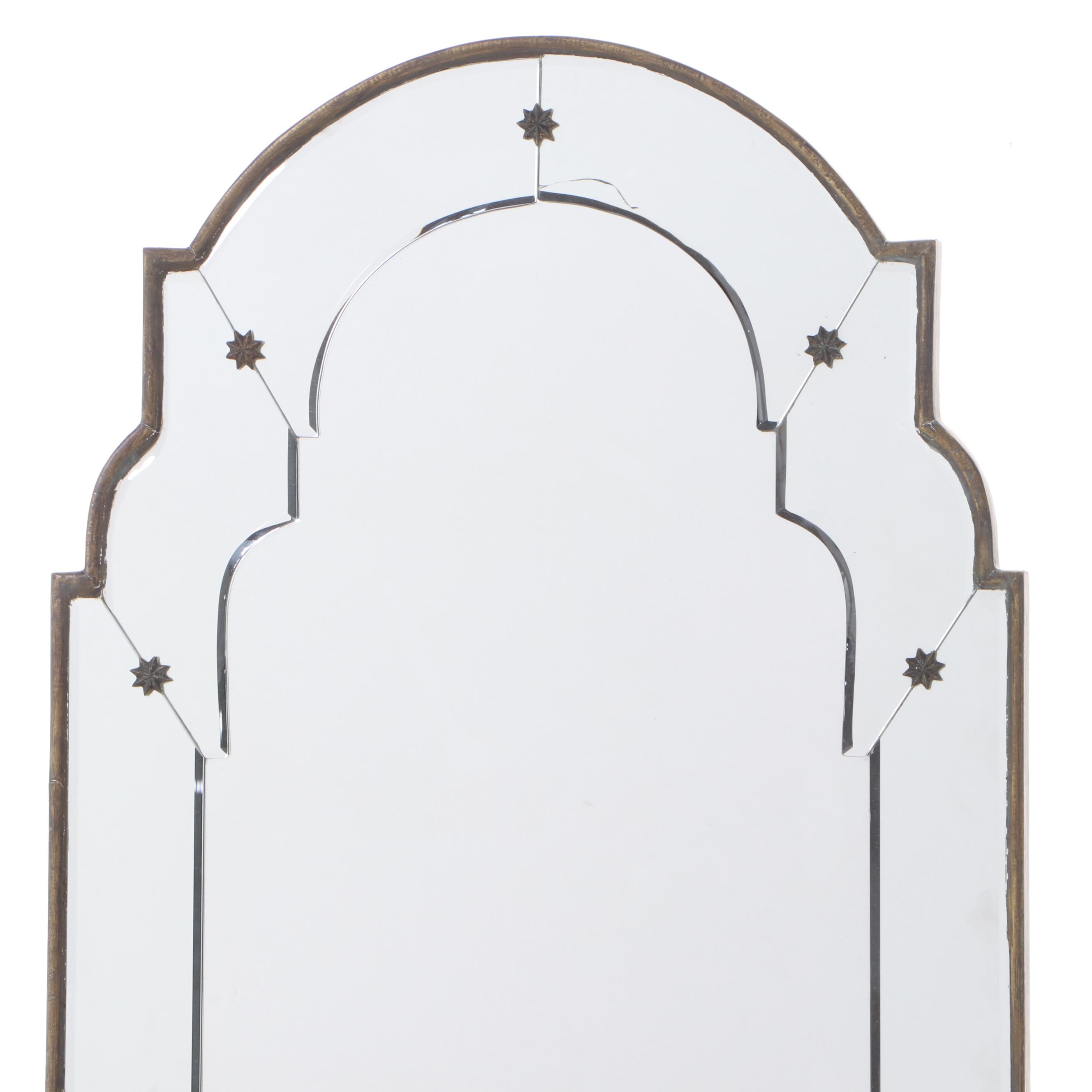 Venetian Style Beveled and Arched Wall Mirror, Contemporary