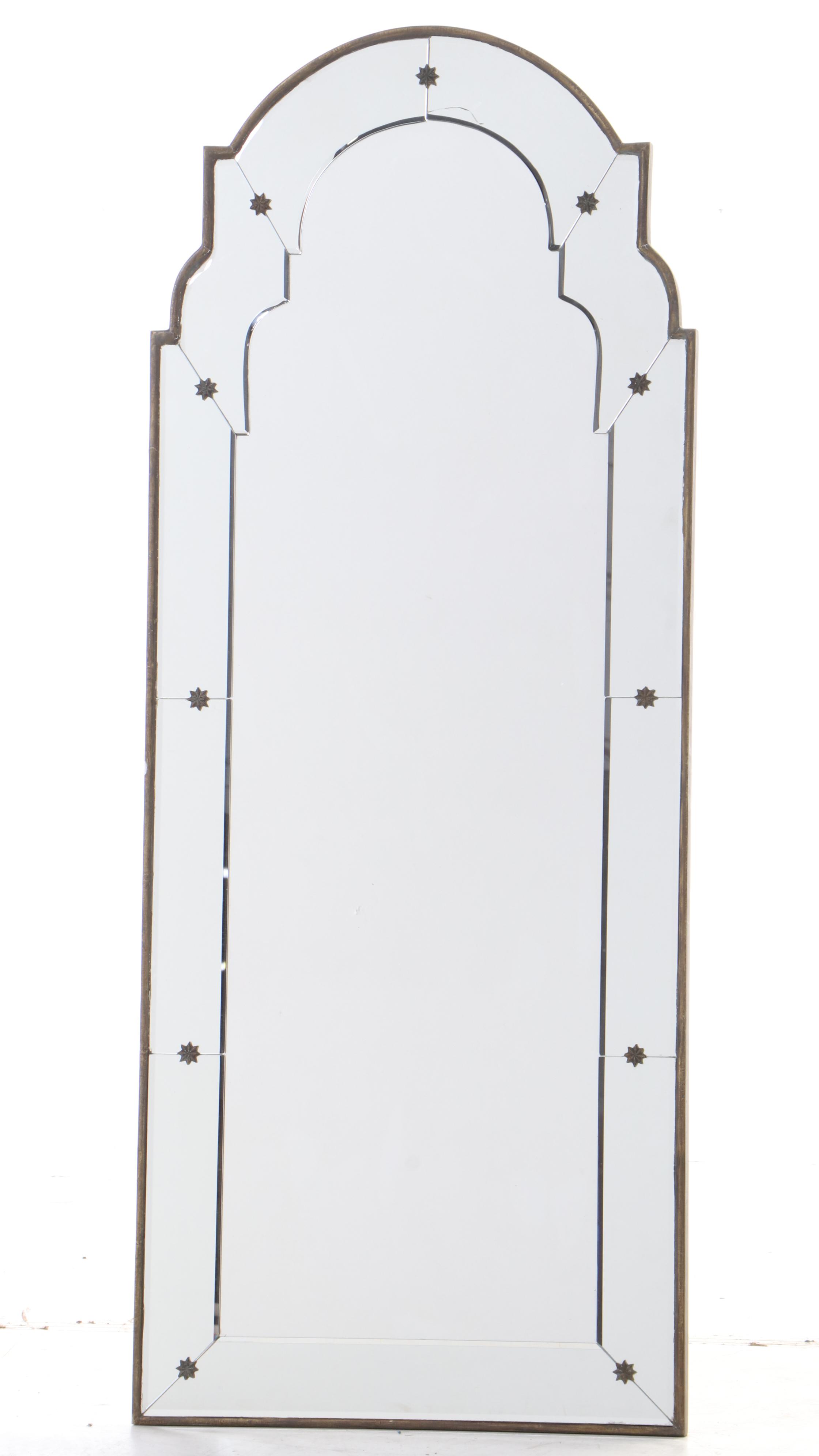Venetian Style Beveled and Arched Wall Mirror, Contemporary