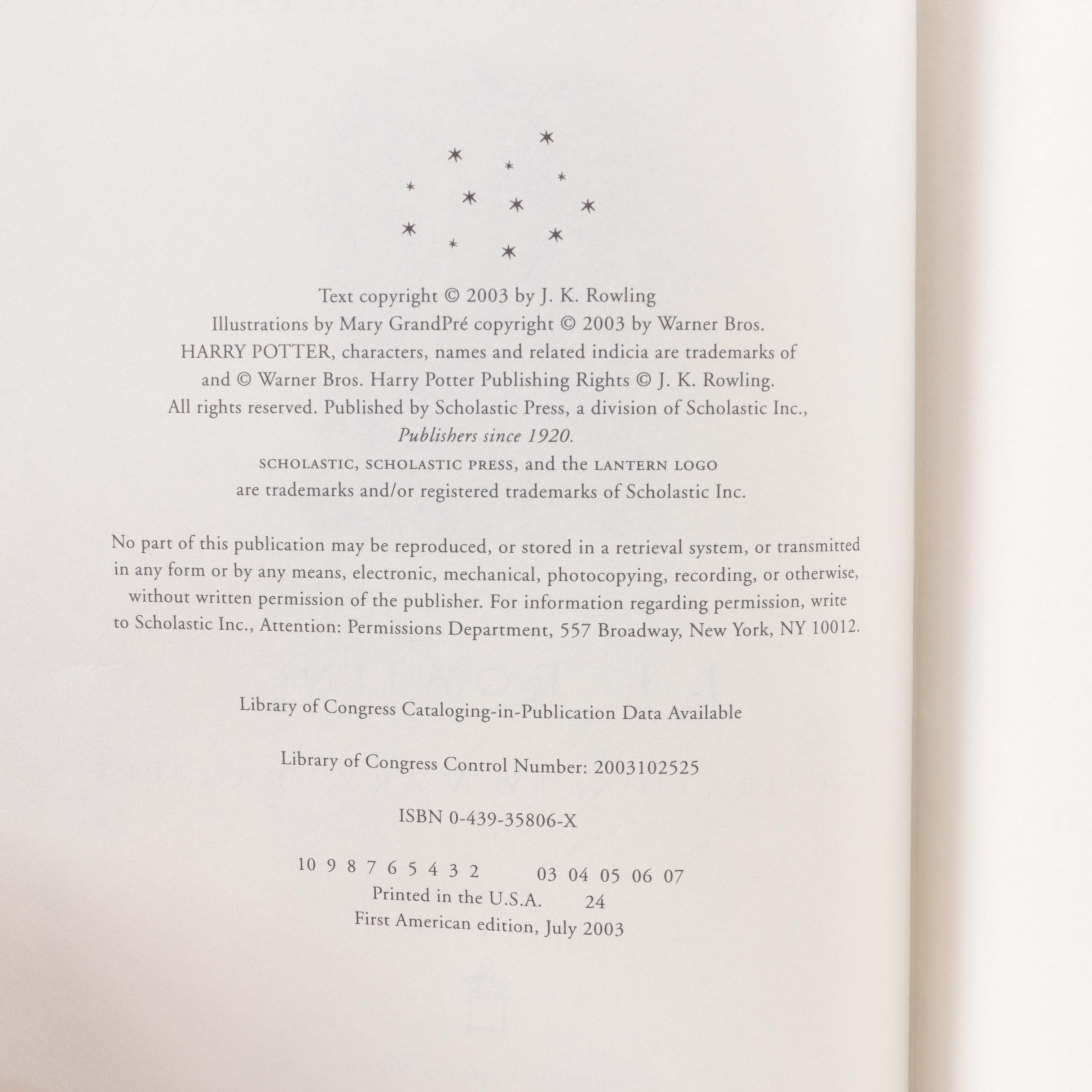 First American Edition "Harry Potter" Partial Series with "The Cursed Child"