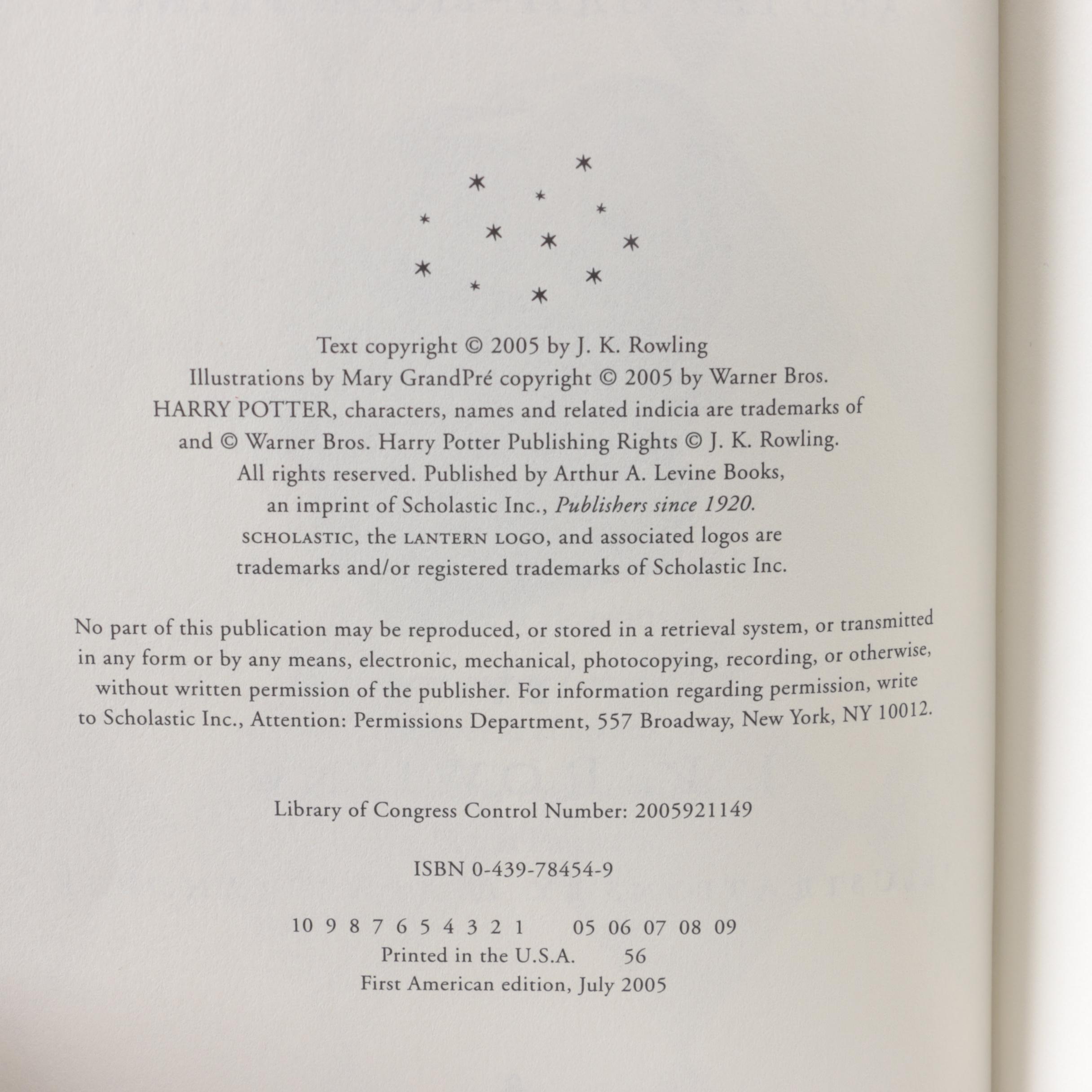 First American Edition "Harry Potter" Partial Series with "The Cursed Child"