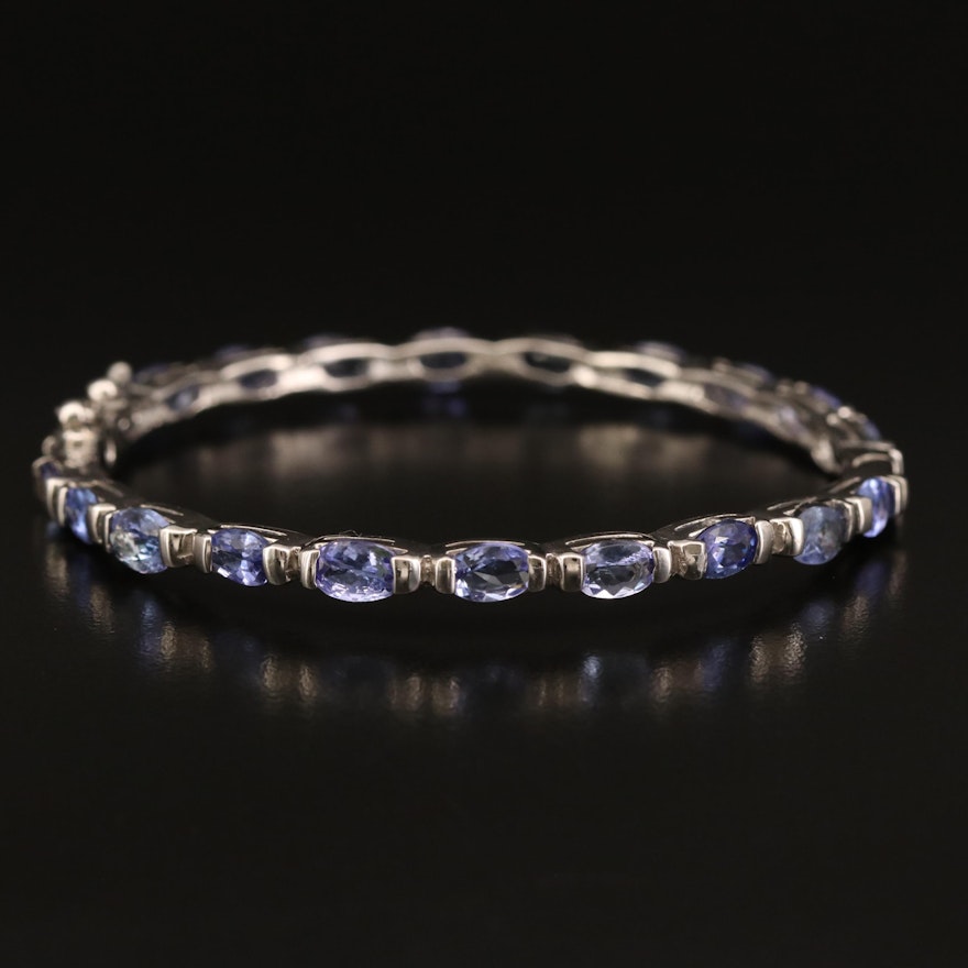 Sterling Tanzanite Hinged Bangle