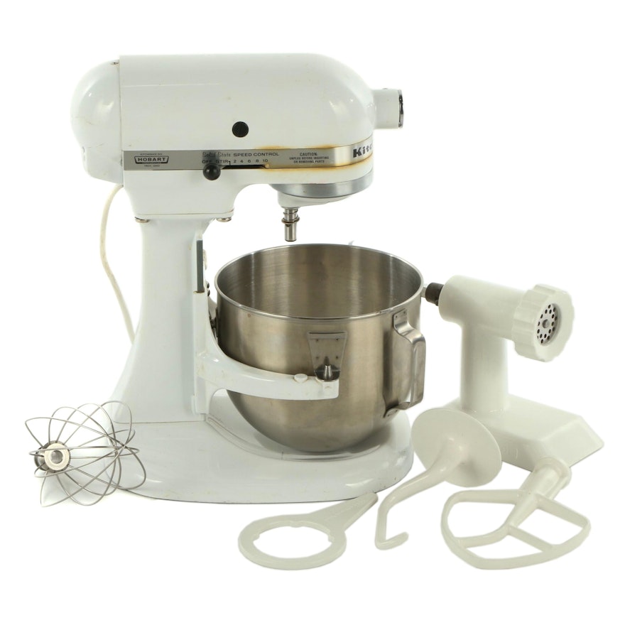 White KitchenAid Stand Mixer with Accessories
