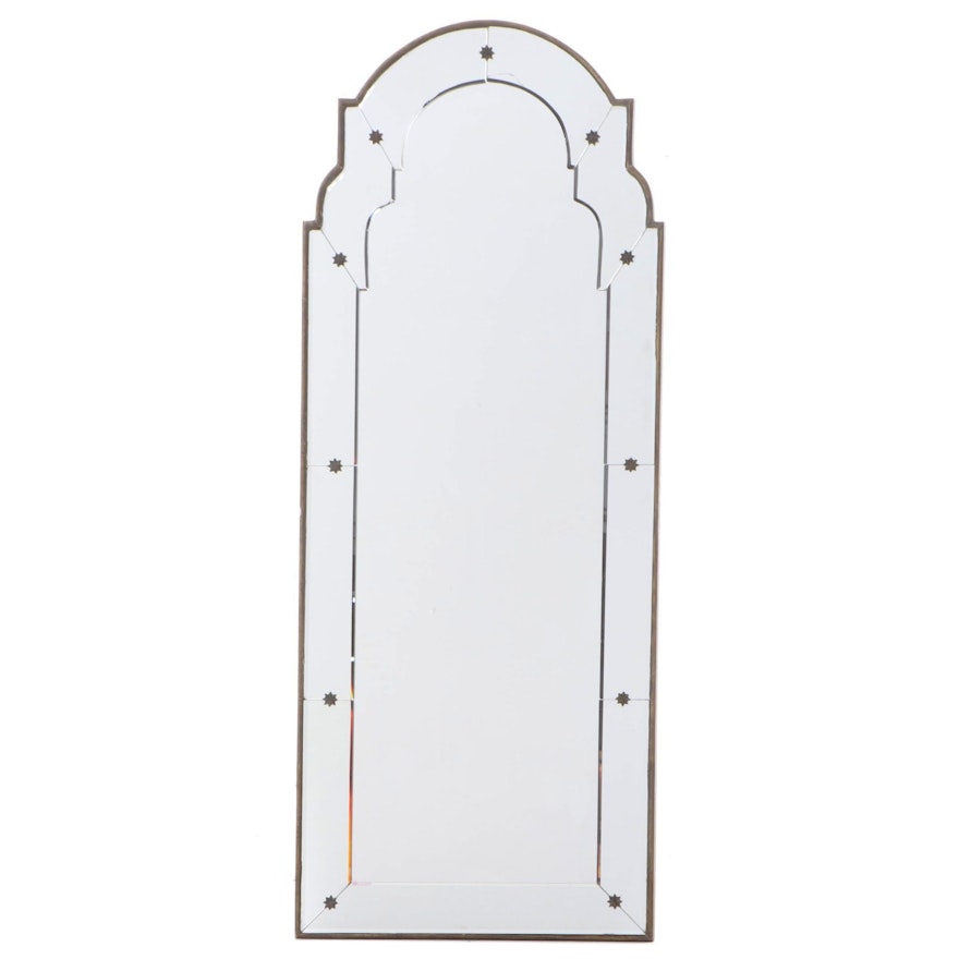 Venetian Style Beveled and Arched Wall Mirror, Contemporary