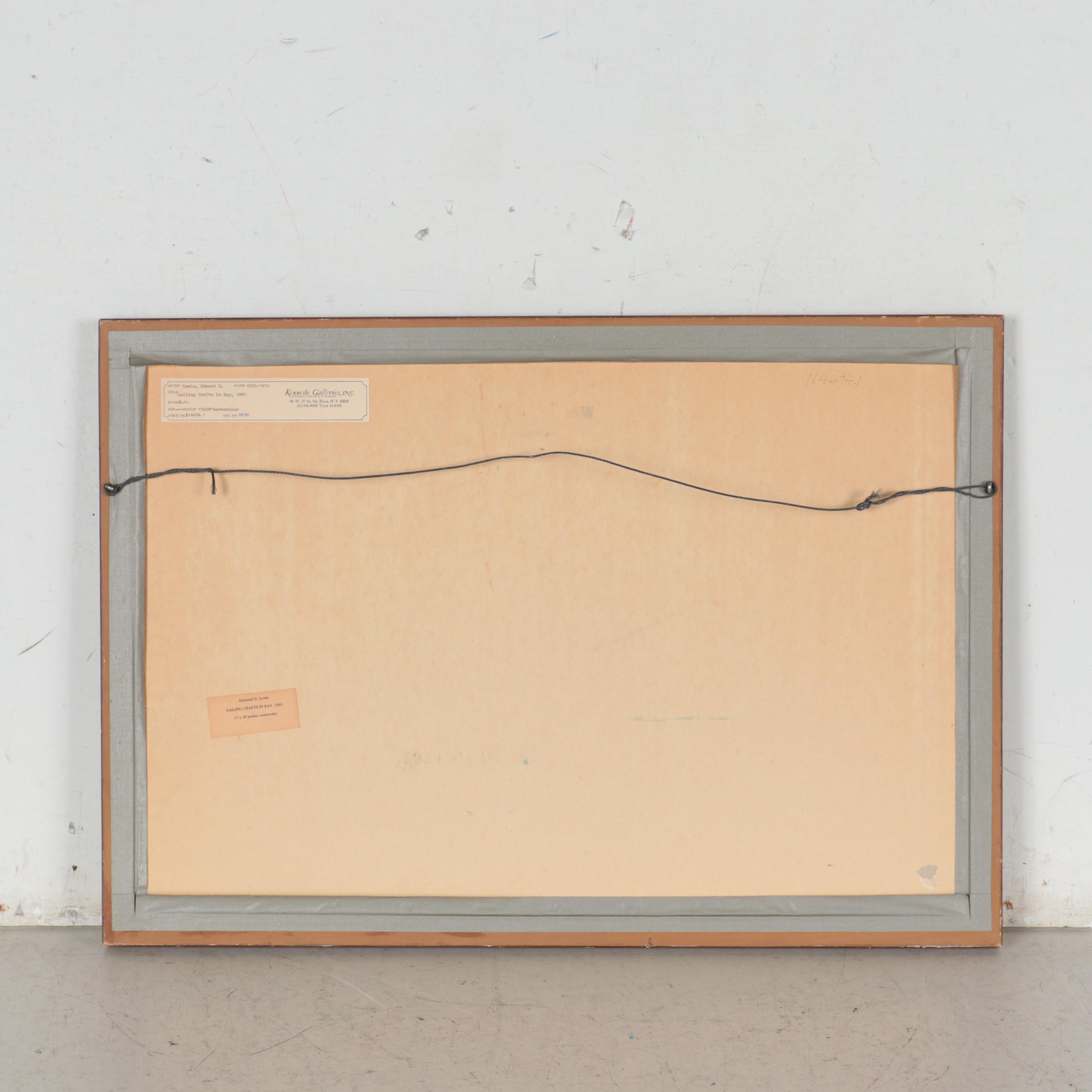 Edmund Darch Lewis Watercolor Painting "Sailing Crafts in Bay," 1881