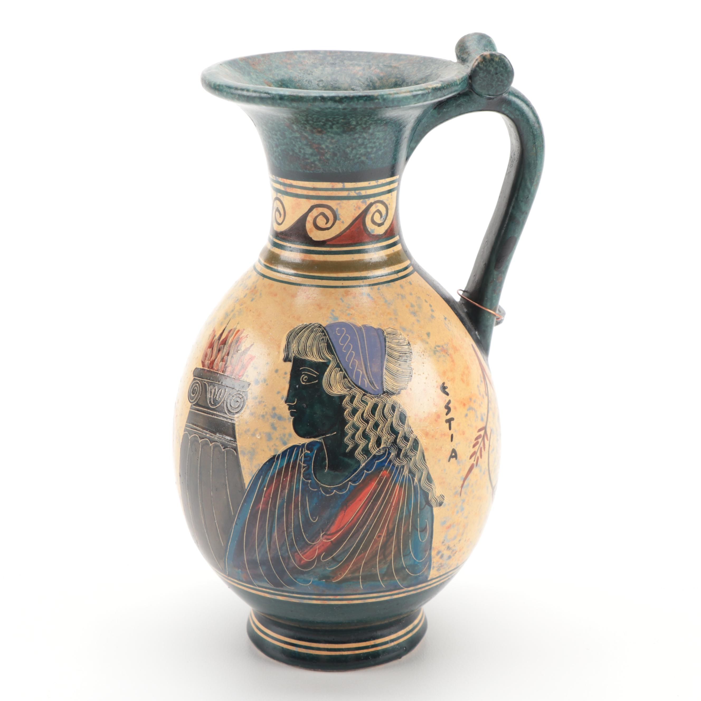 Stavropoulos Collection Oinochoe Style Decorative Pottery Pitcher