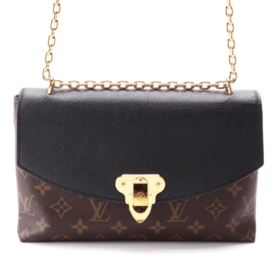 Louis Vuitton Saint Placide Flap Bag in Monogram Canvas and Black Leather