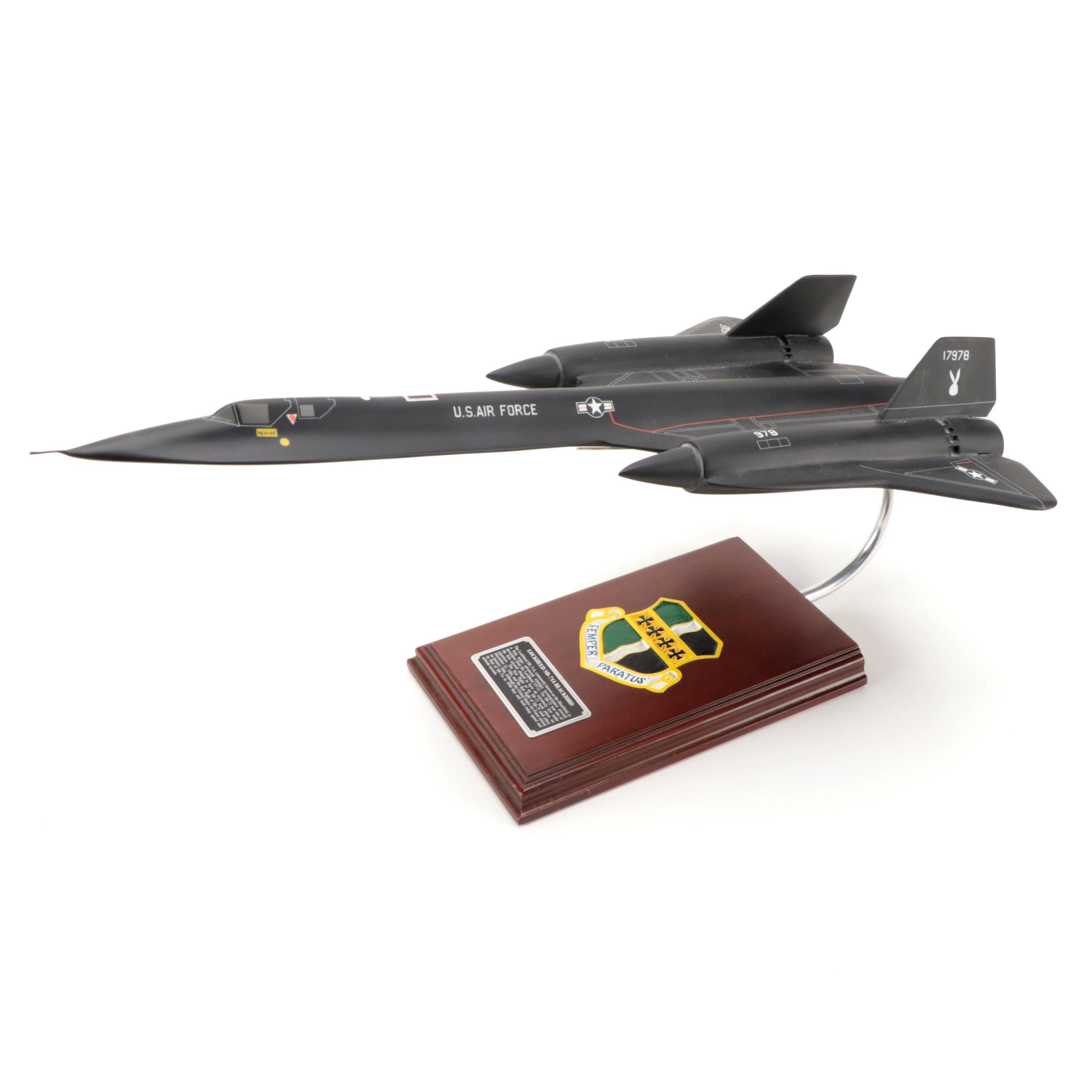 Lockheed SR-71A Blackbird Model with Mahogany Base