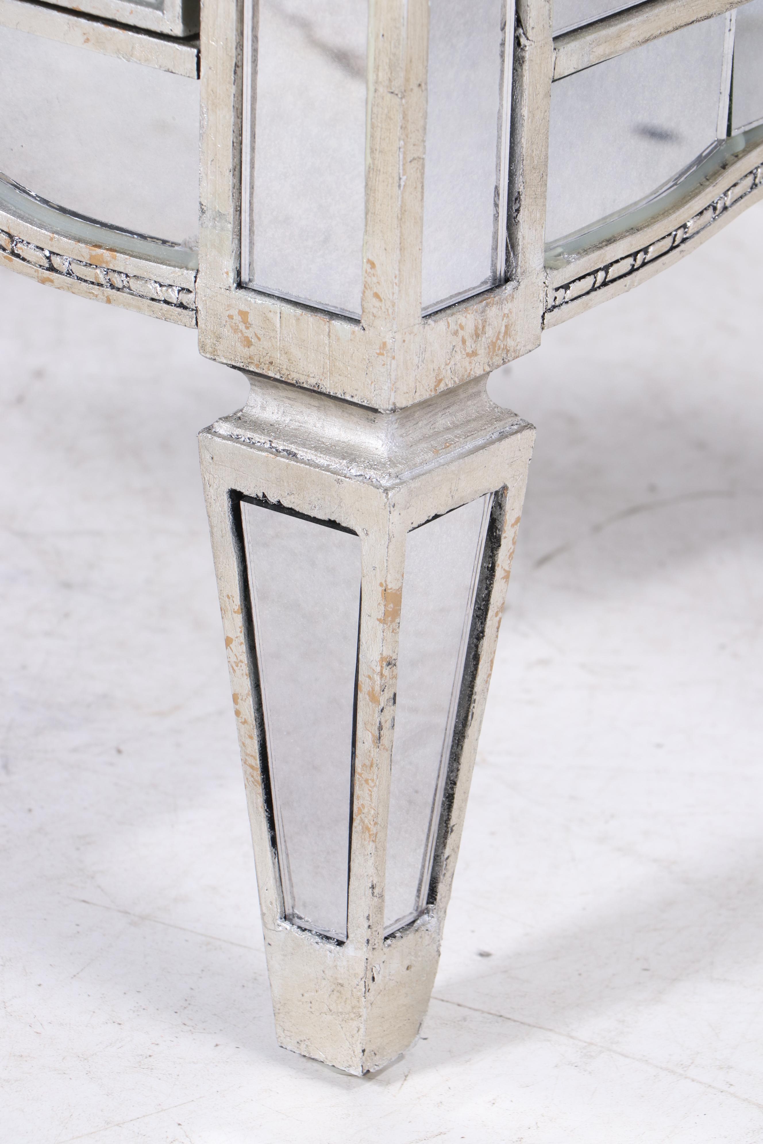 Bassett Mirror "Borghese" Antique Silver Mirrored Nightstand | EBTH