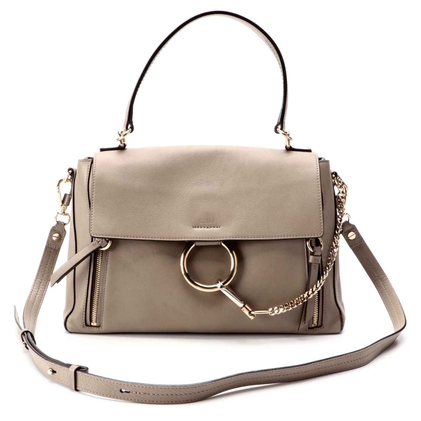 Chloé Faye Motty Gray Leather Two-Way Bag