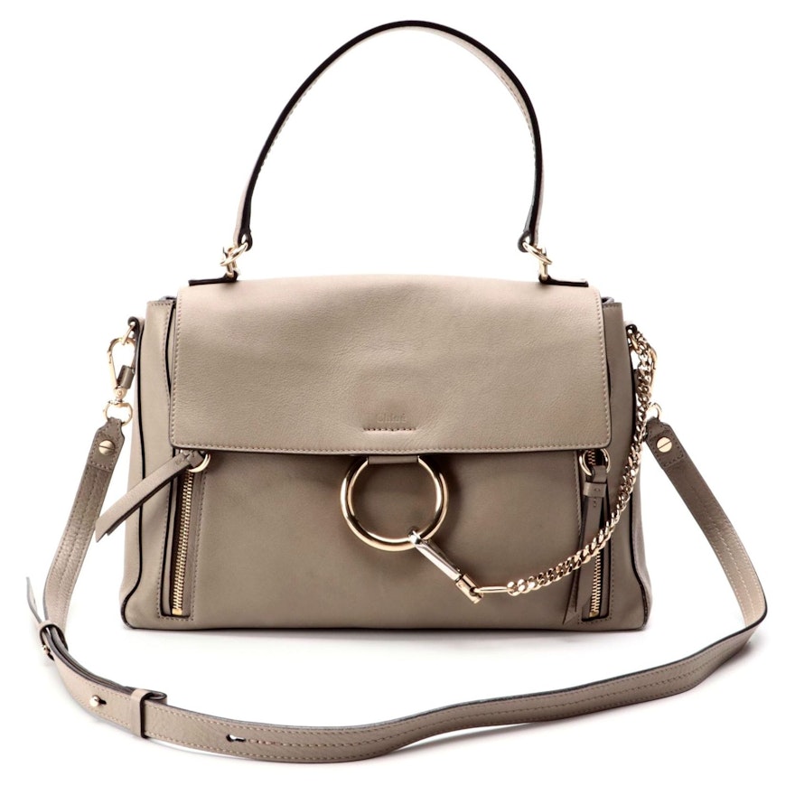 Chloé Faye Motty Gray Leather Two-Way Bag