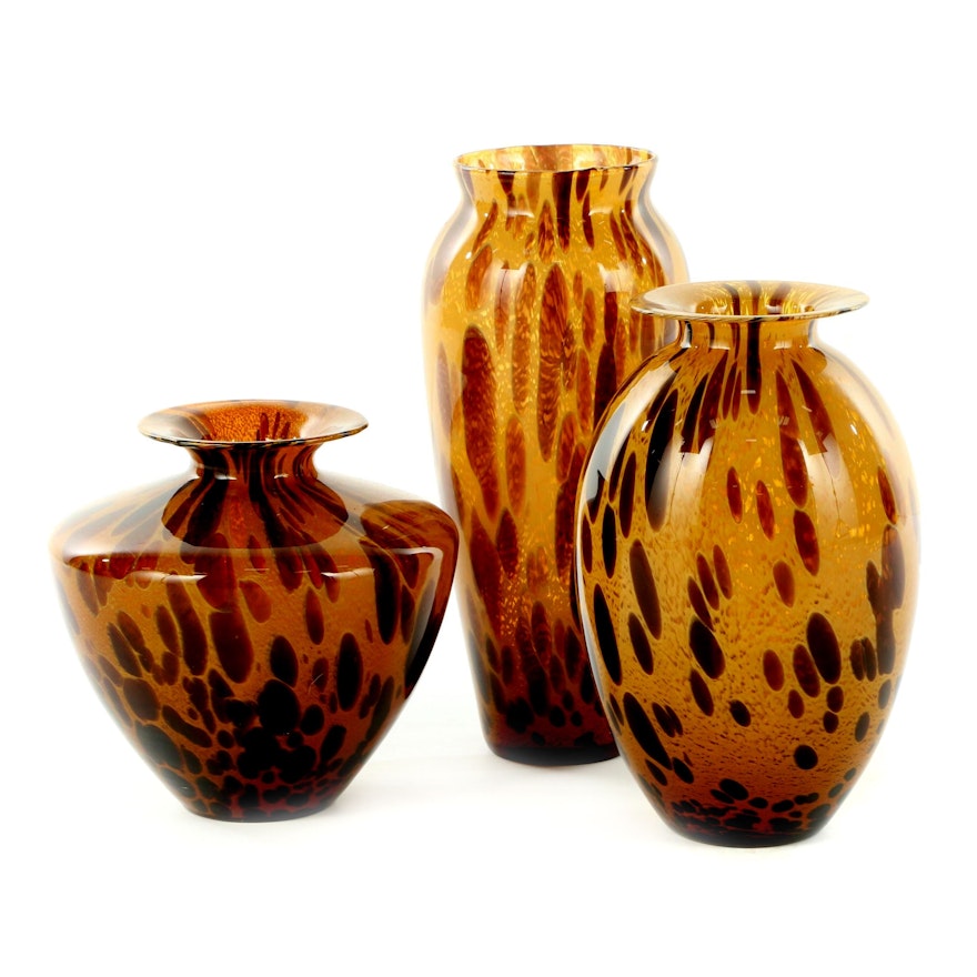 Italian Tortoiseshell Art Glass Vases