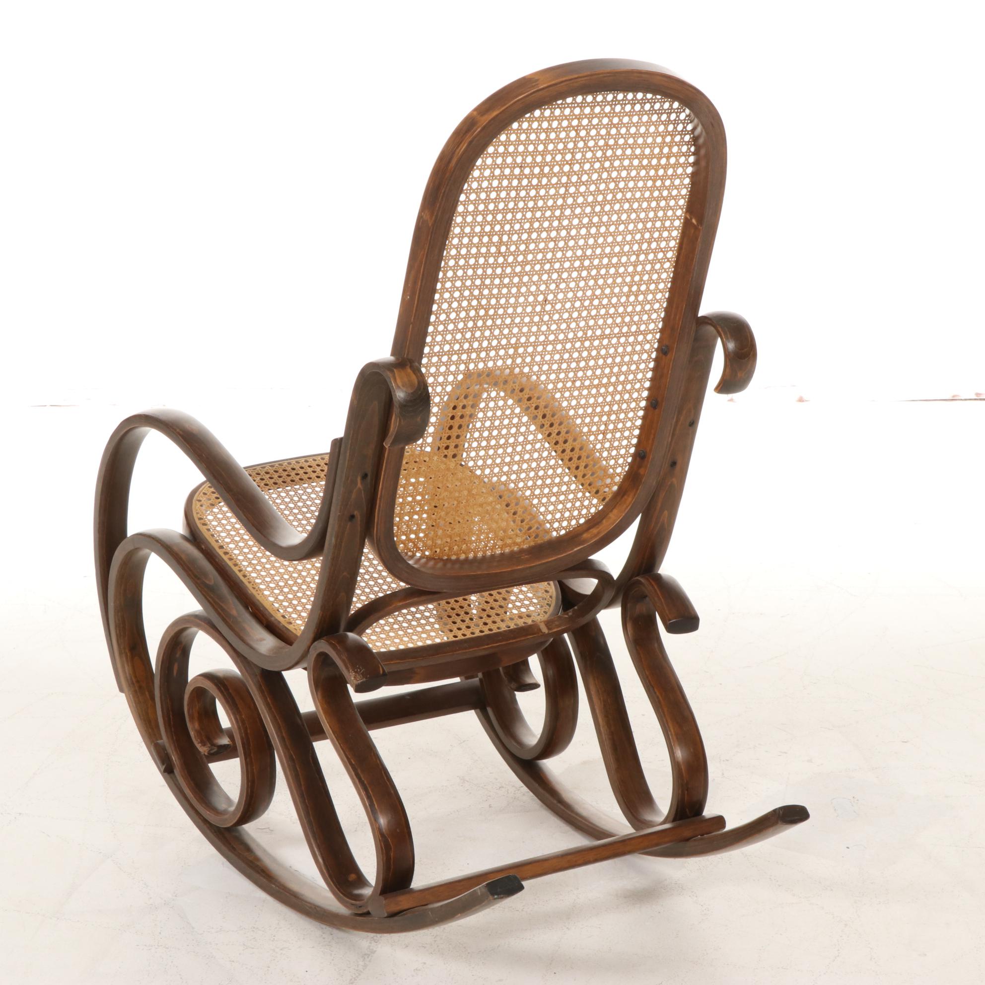 Thonet Style Bentwood and Cane Rocking Chair, Late 20th Century