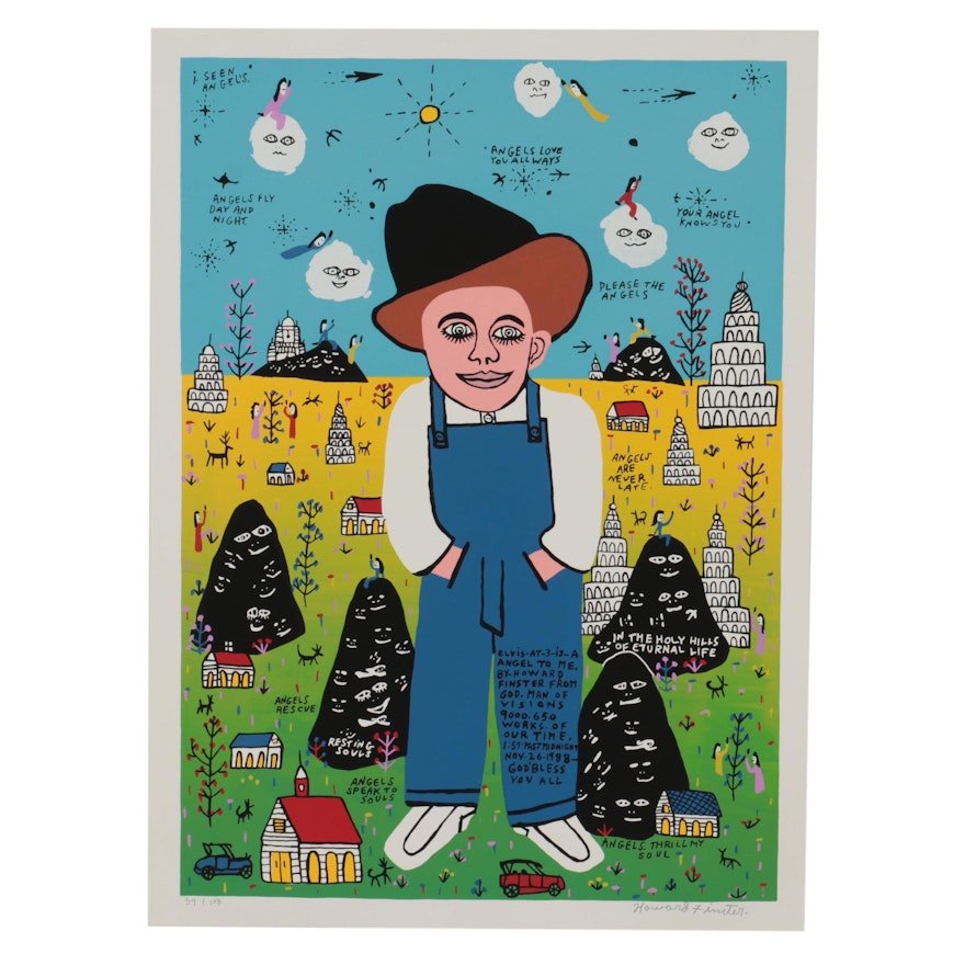 Howard Finster Serigraph "Baby Elvis," Late 20th Century