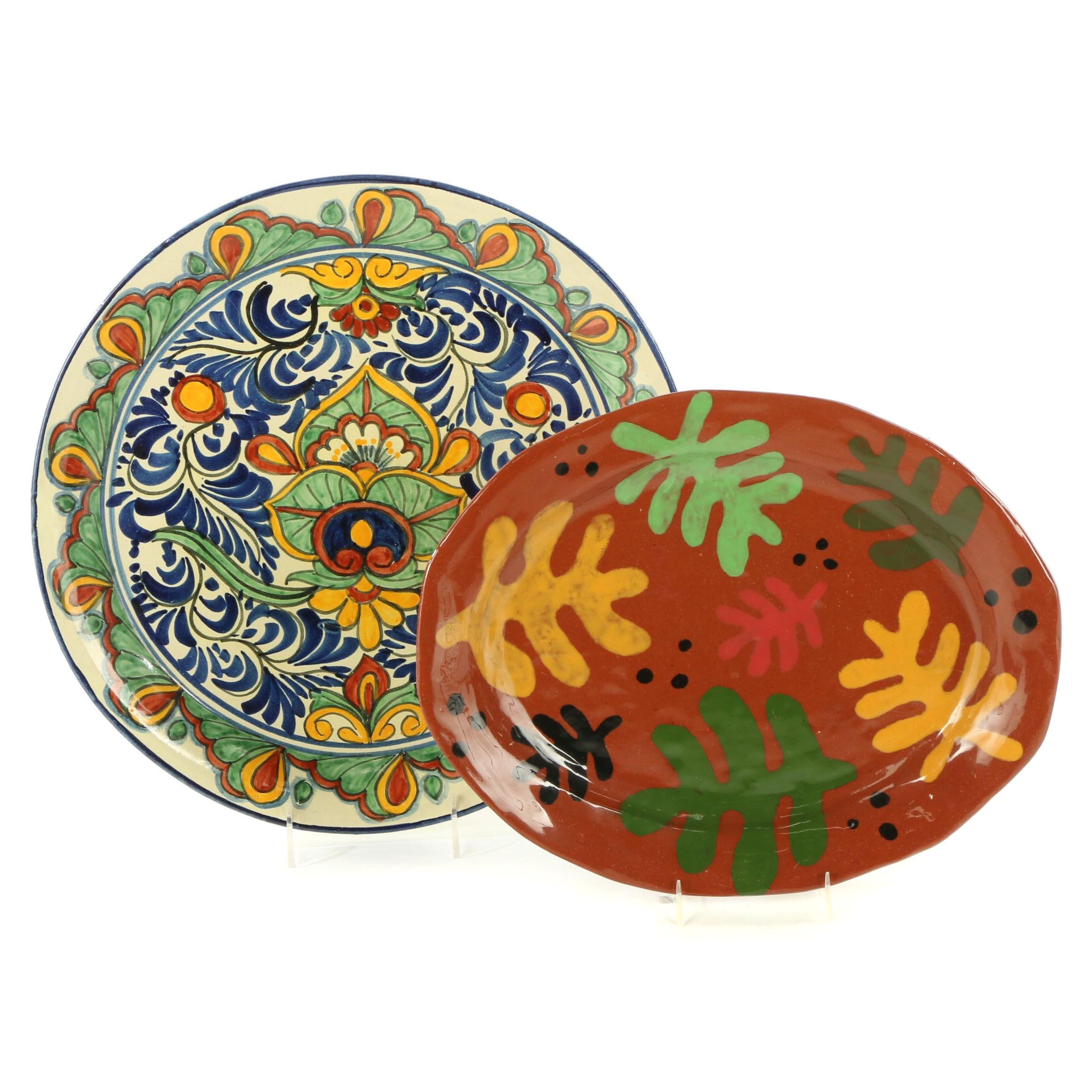 Mexican Hand-Painted Decorative Ceramic Plates