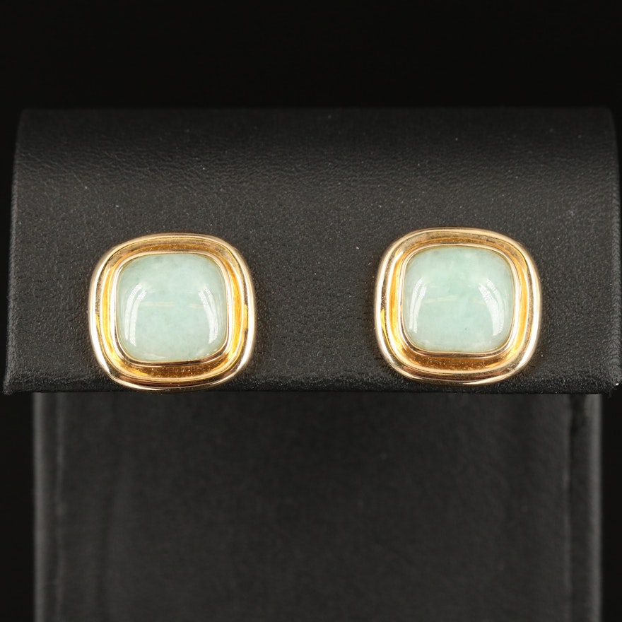 14K Jade Button Earrings
