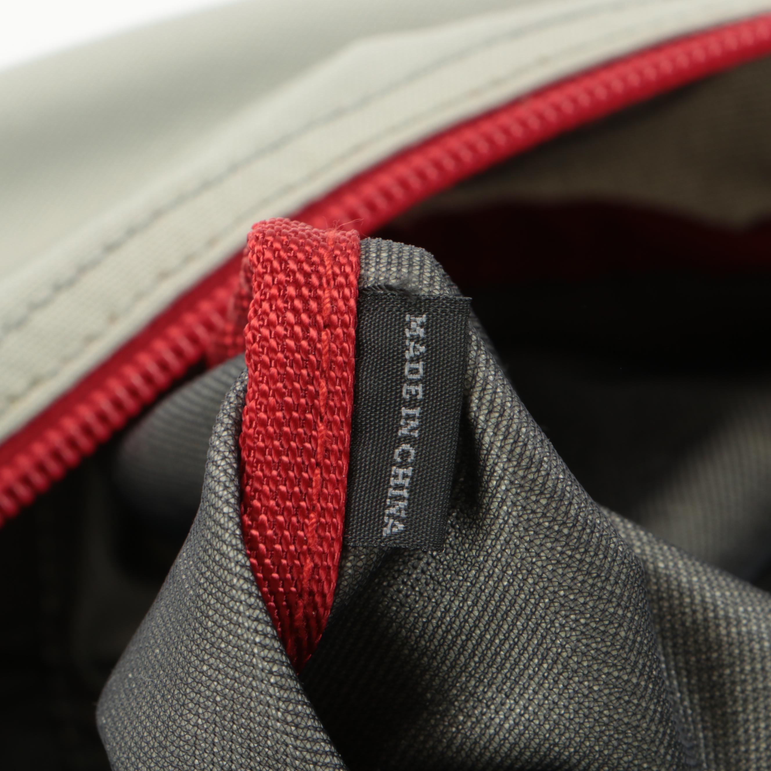 Prada Sport Luna Rossa Small Duffle Bag in Grey Nylon Canvas with Red Trim