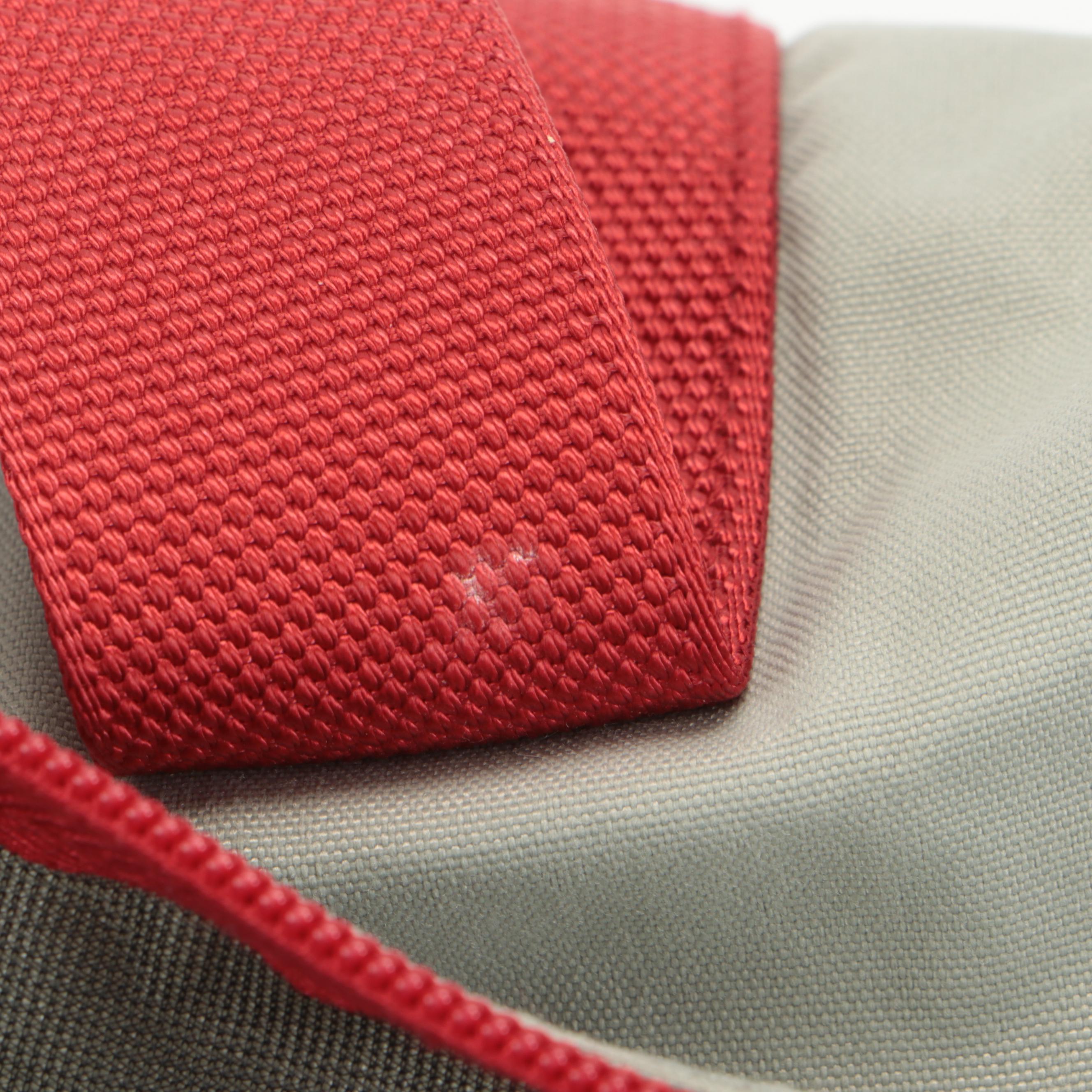 Prada Sport Luna Rossa Small Duffle Bag in Grey Nylon Canvas with Red Trim