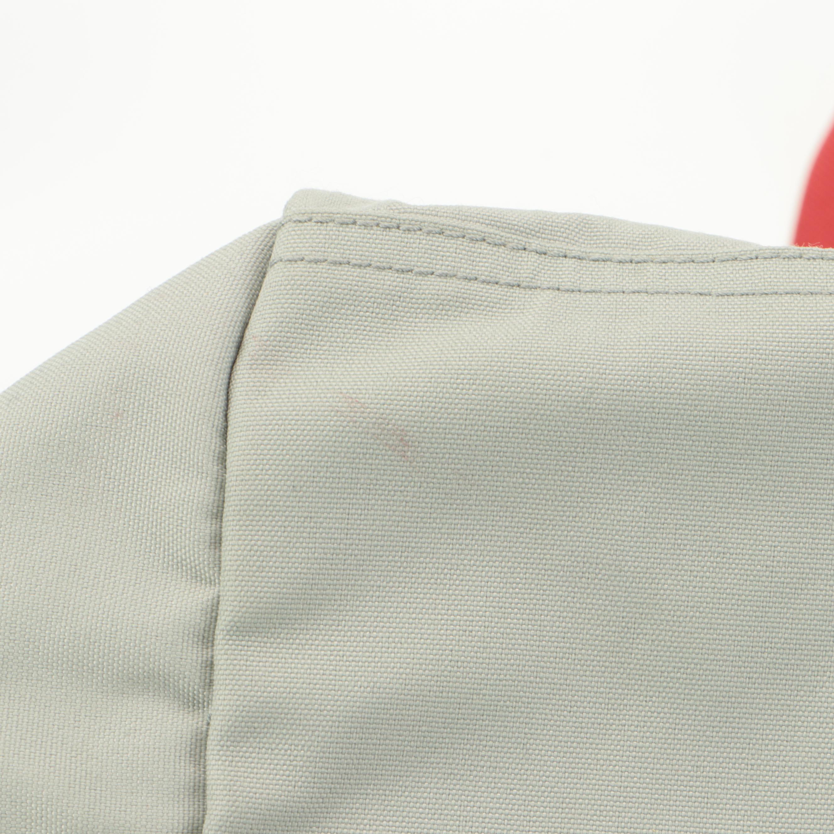 Prada Sport Luna Rossa Small Duffle Bag in Grey Nylon Canvas with Red Trim