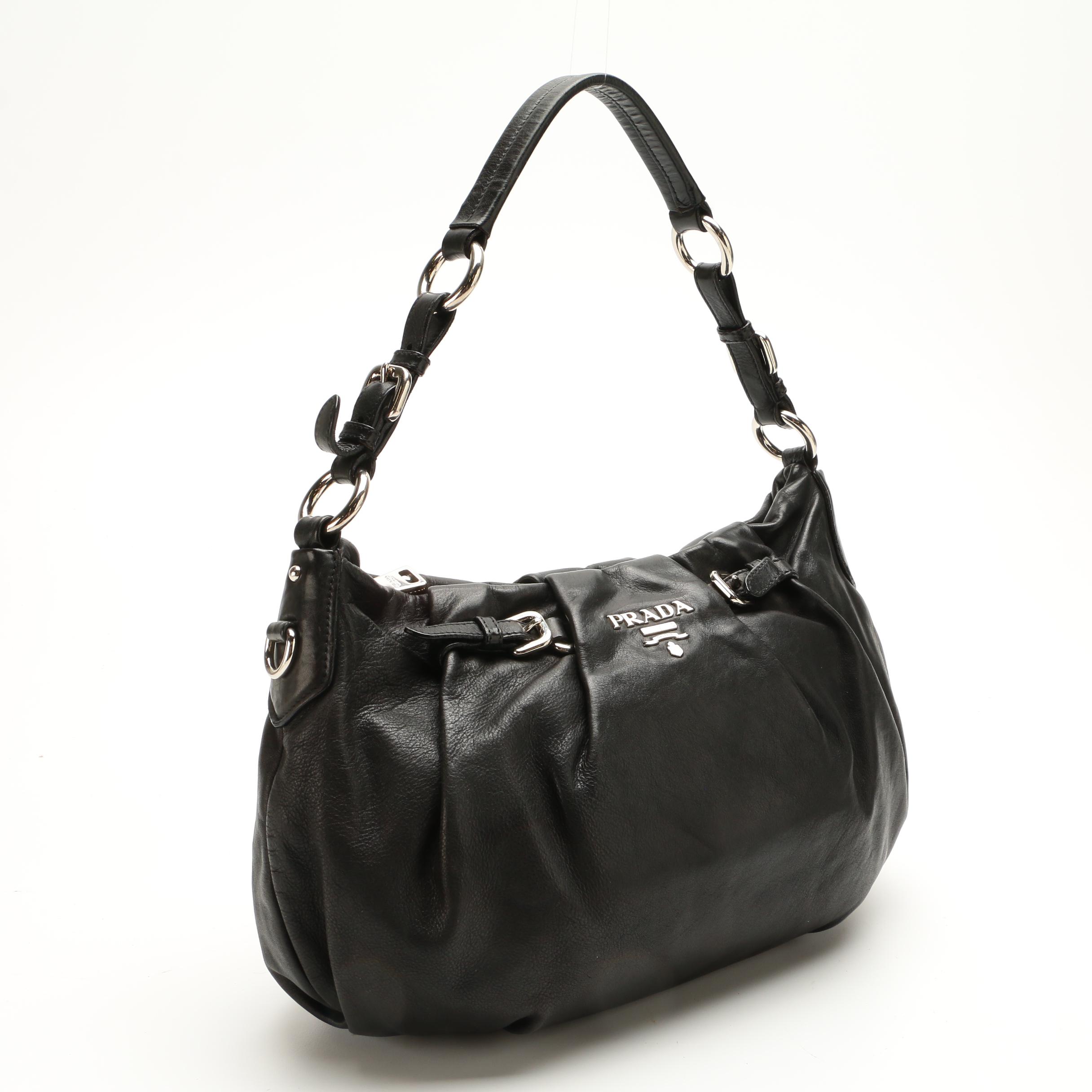 Prada Shoulder Bag in Black Soft Calfskin Leather