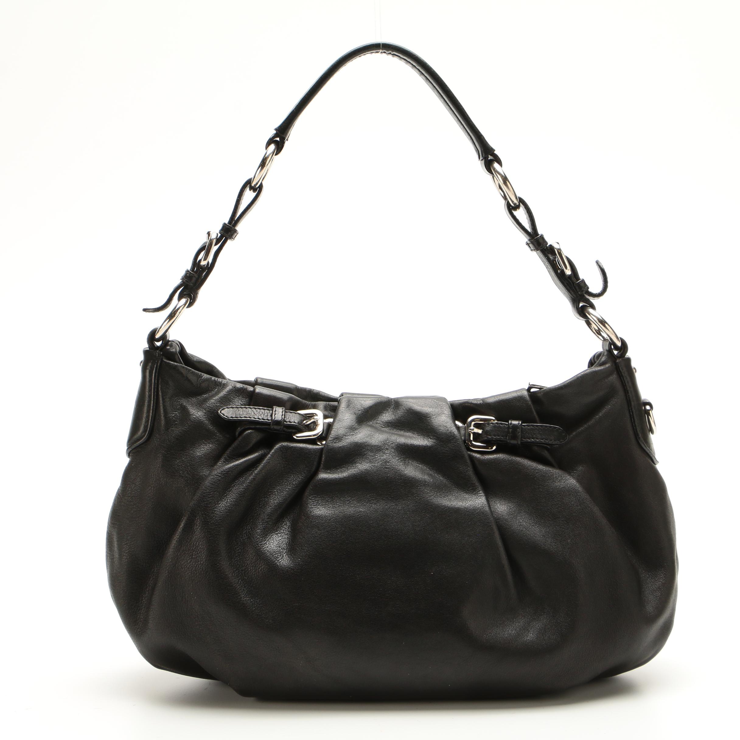 Prada Shoulder Bag in Black Soft Calfskin Leather