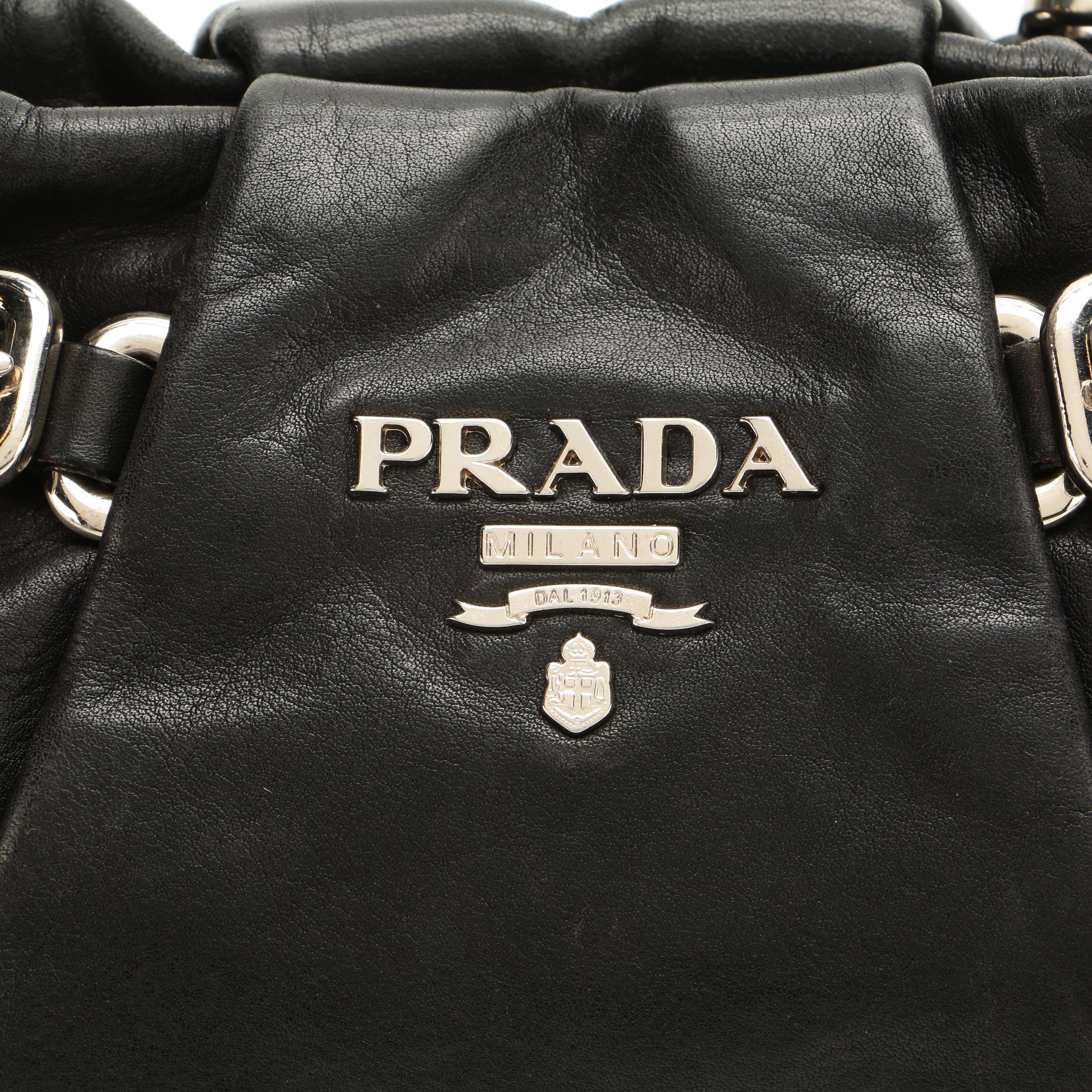 Prada Shoulder Bag in Black Soft Calfskin Leather