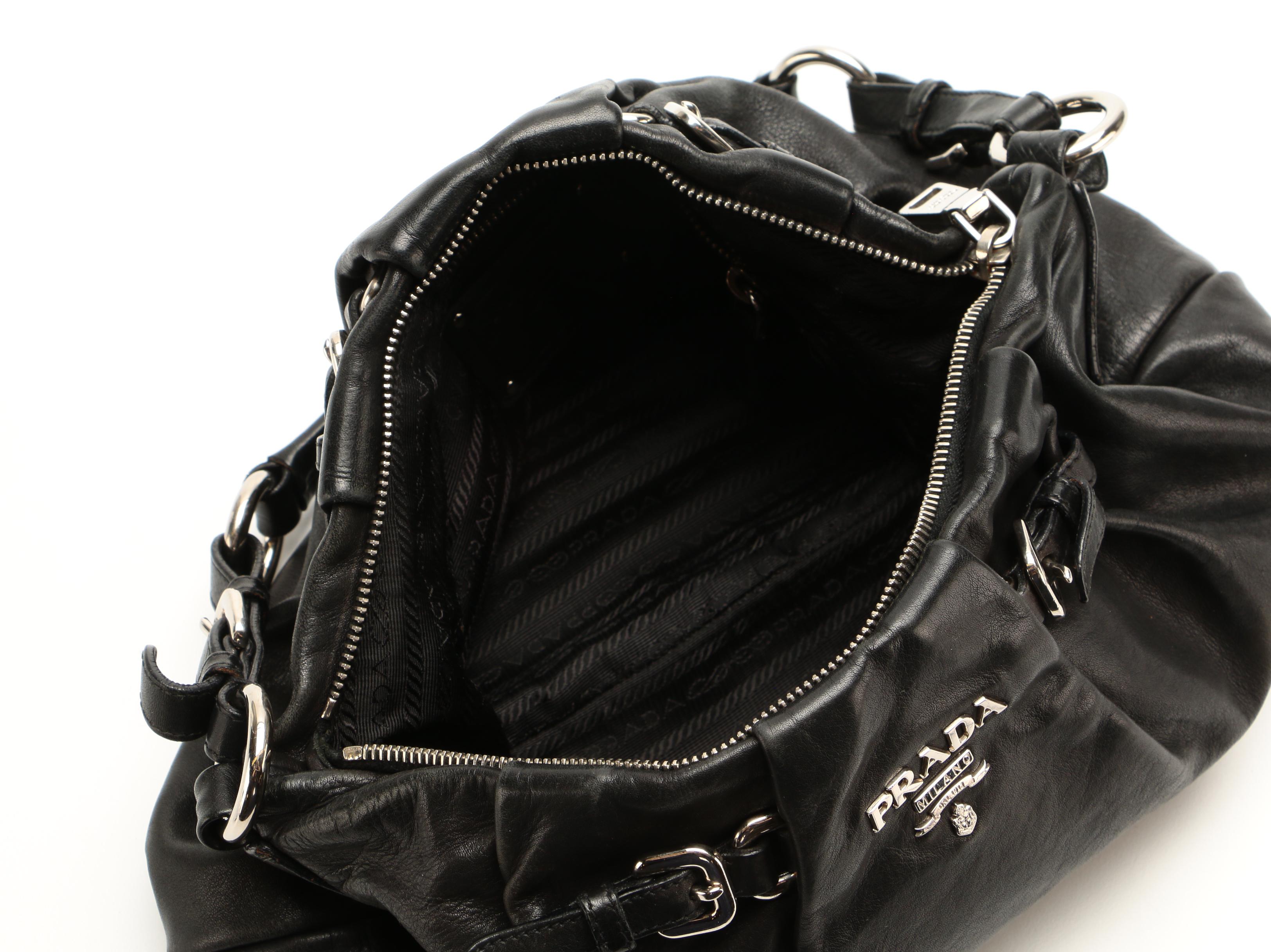 Prada Shoulder Bag in Black Soft Calfskin Leather