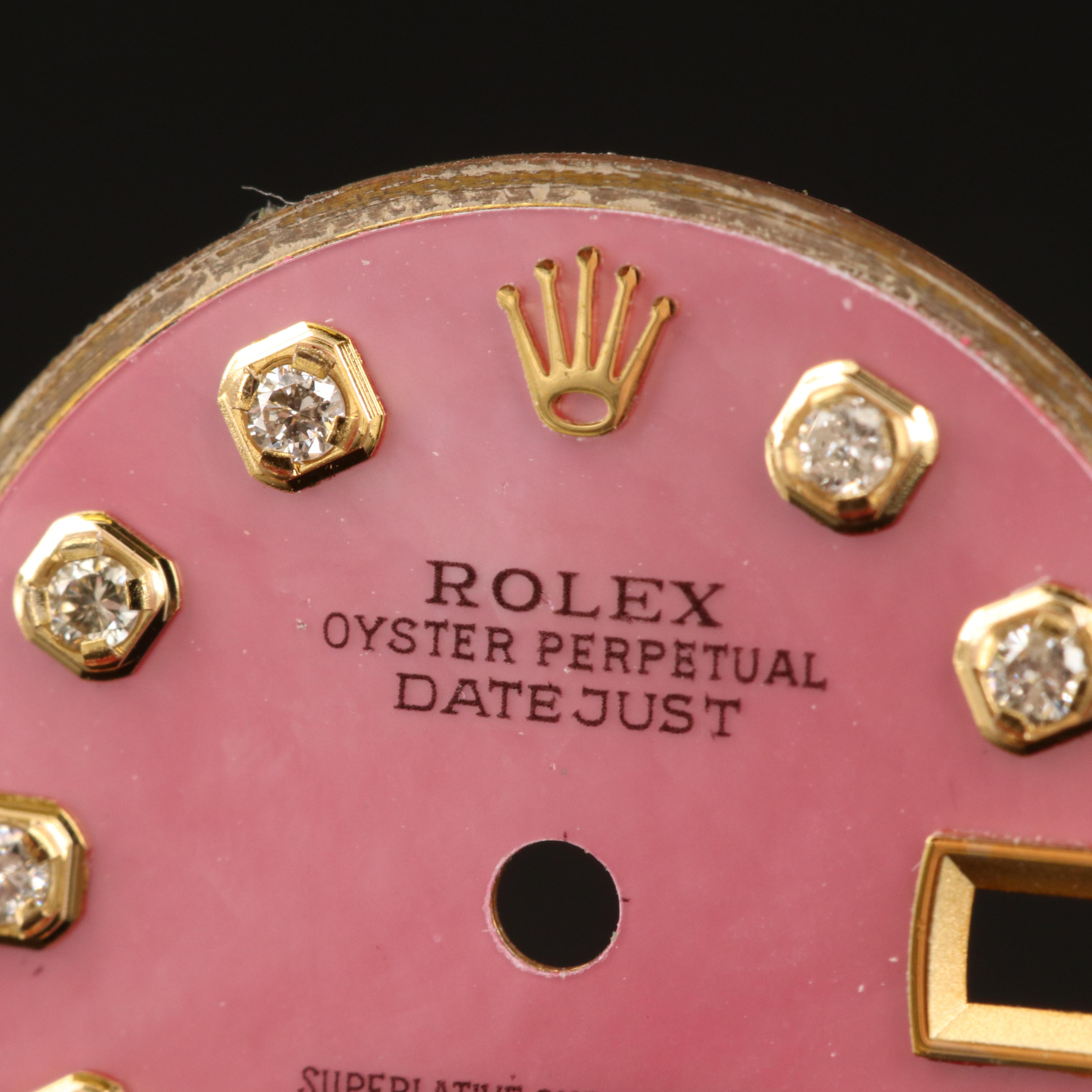 Pink Mother of Pearl Rolex Datejust Diamond Aftermarket Dial
