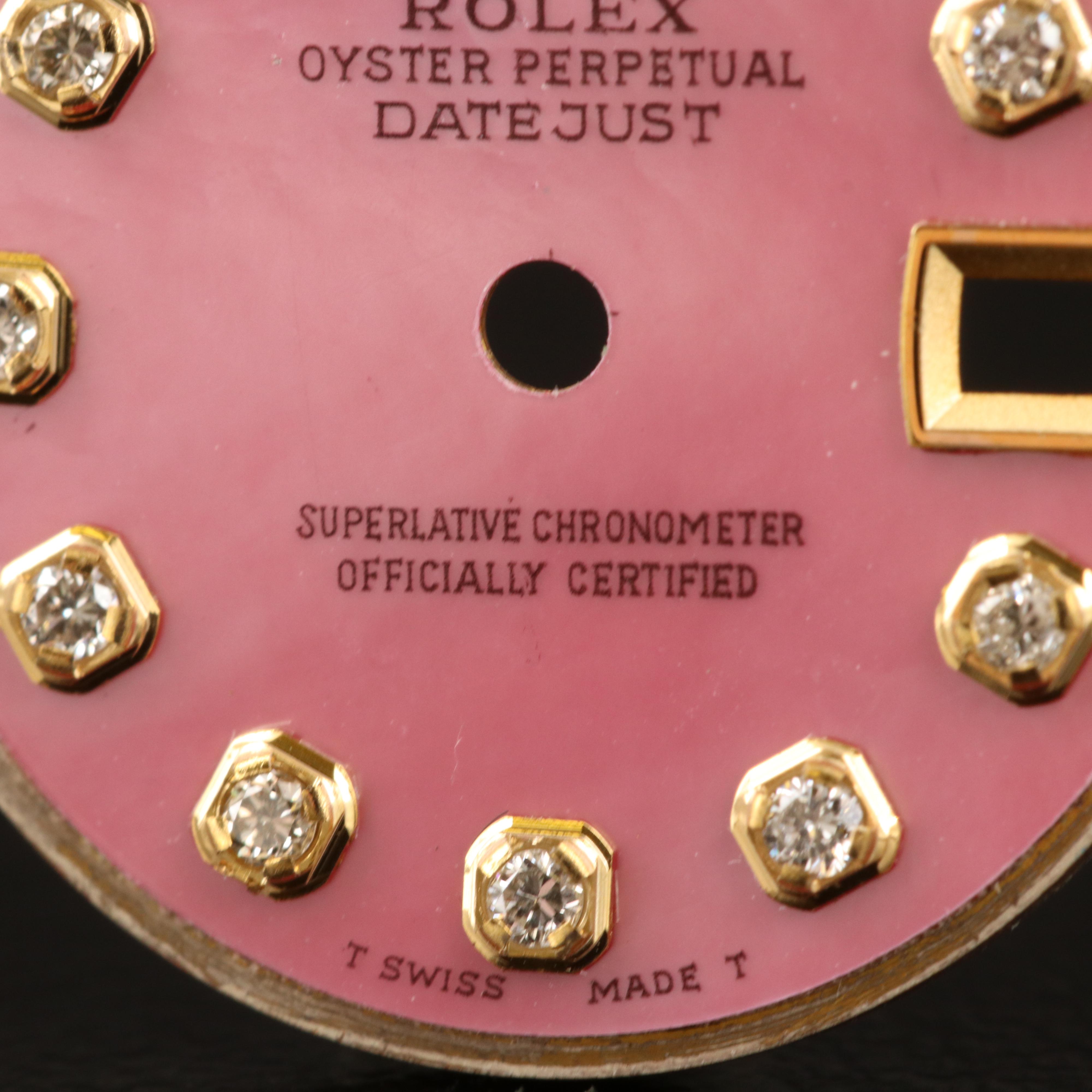 Pink Mother of Pearl Rolex Datejust Diamond Aftermarket Dial