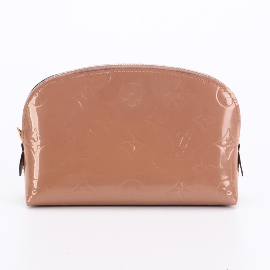 Louis Vuitton Cosmetic Pouch in Rose Velours Monogram Vernis