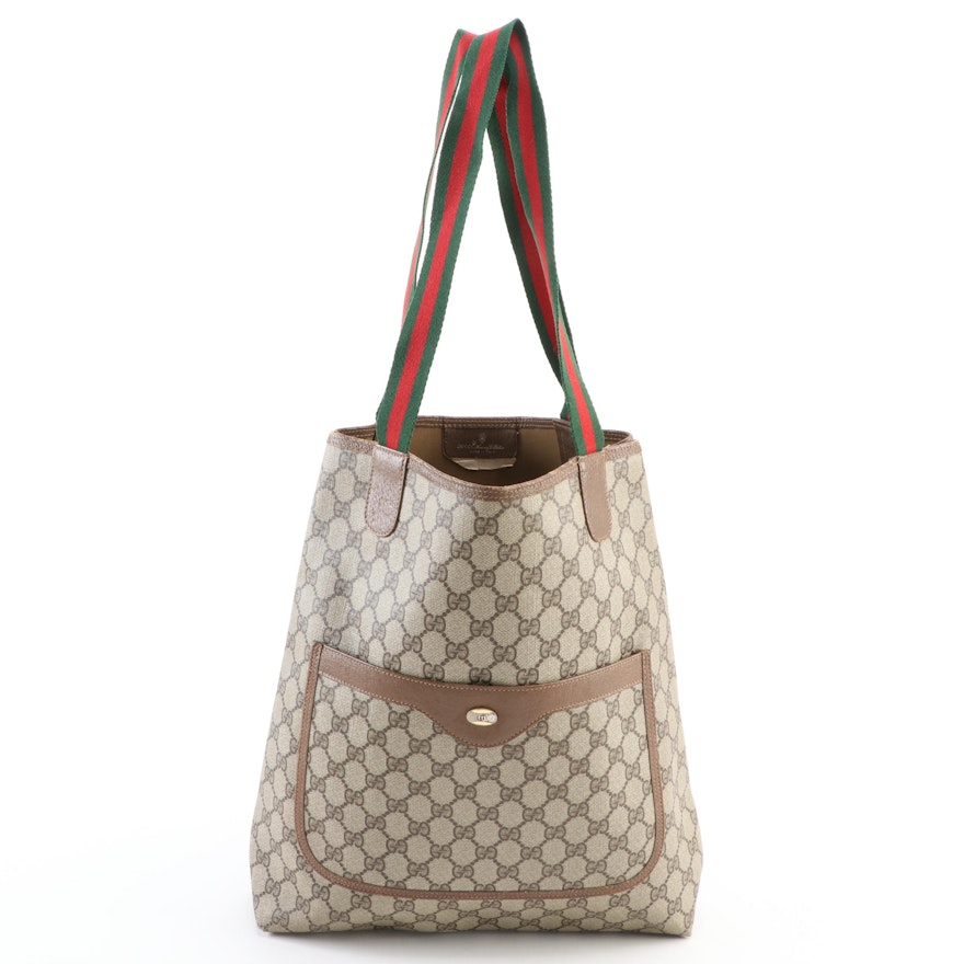 Gucci Accessory Collection Tote Bag in GG Supreme Canvas with Web Straps