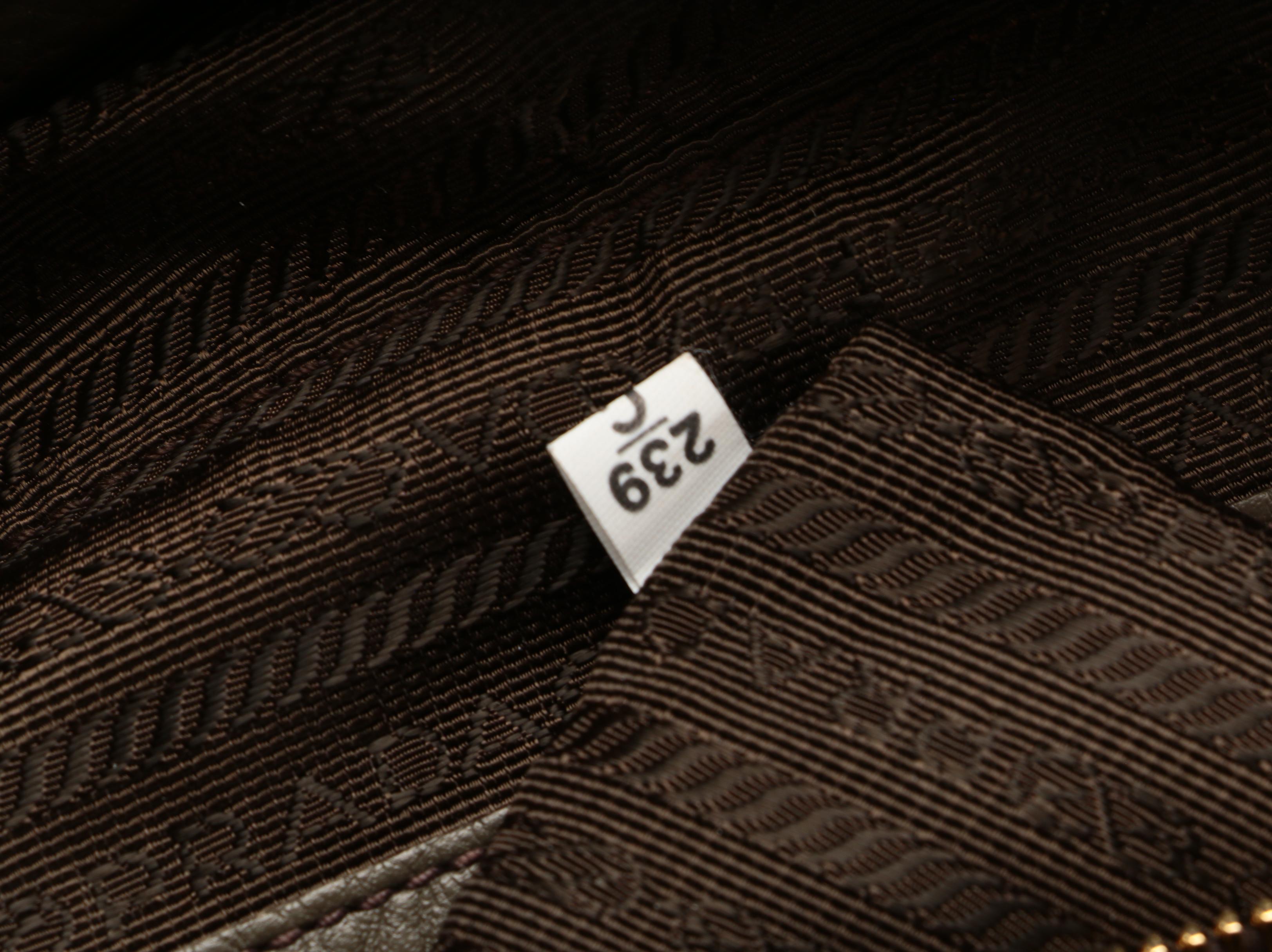 Prada Gray Pebbled Leather Shoulder Bag