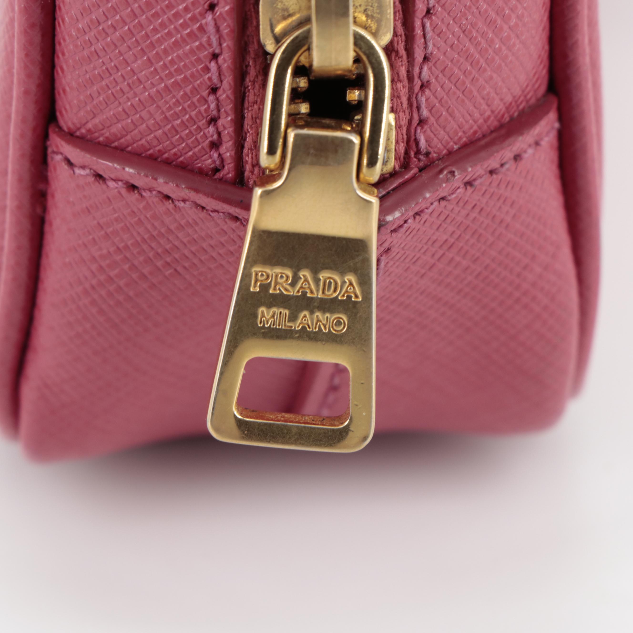 Prada Pink Saffiano Leather Camera Style Crossbody Bag