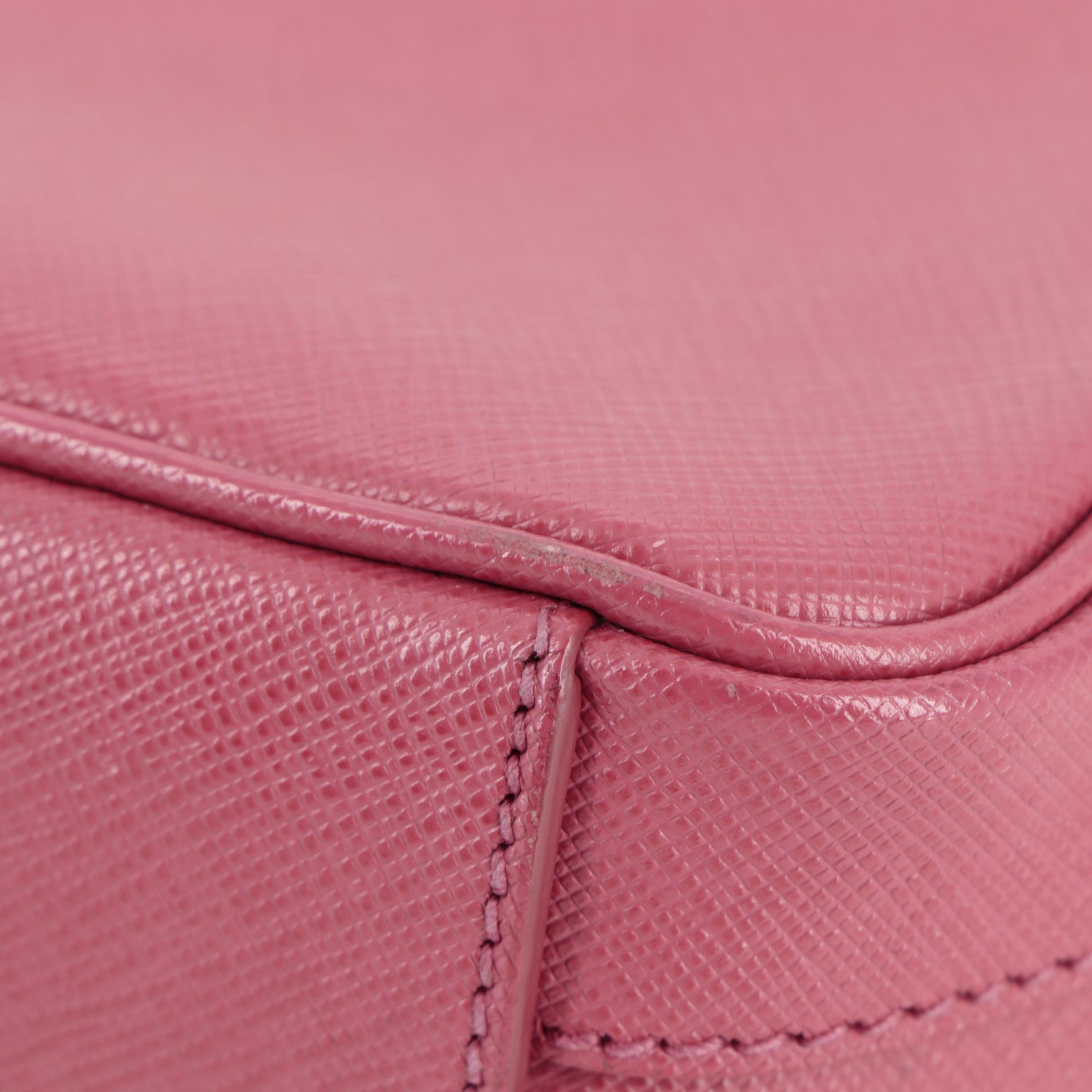 Prada Pink Saffiano Leather Camera Style Crossbody Bag
