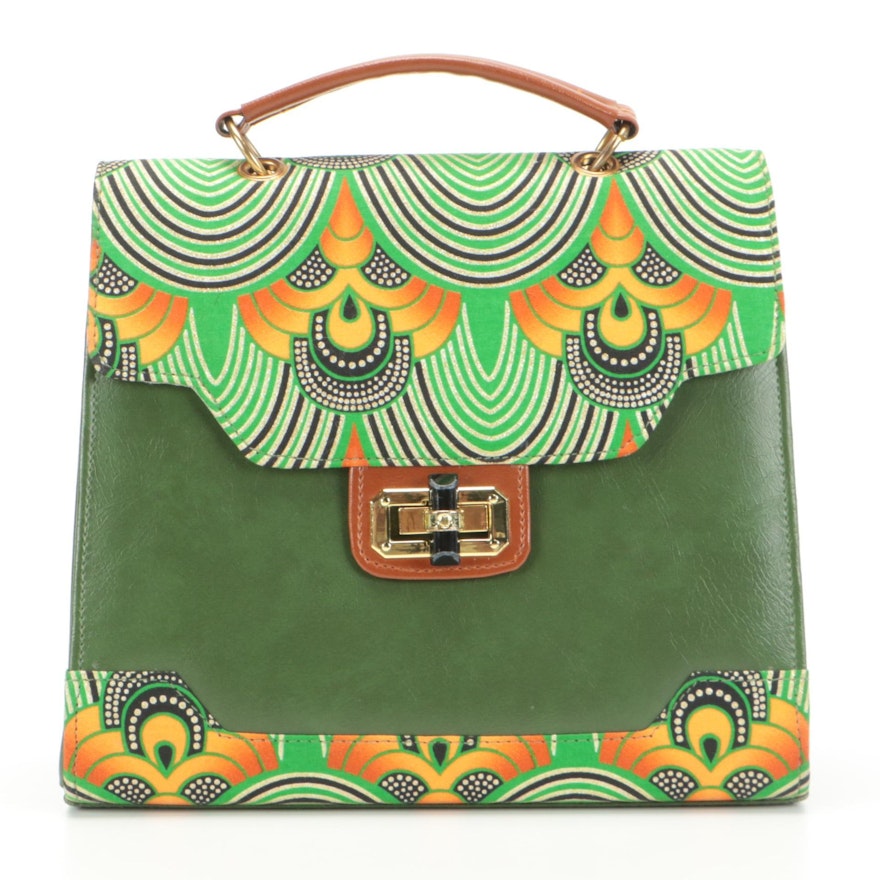 Dr. Pachanga Ntsiki Satchel in Africa Gold Wax Fabric and Vegan Leather