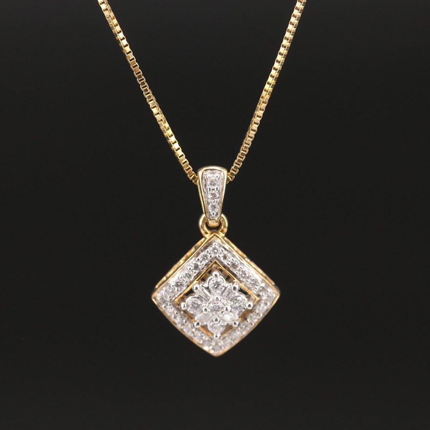 Sterling Diamond Cluster Pendant Necklace