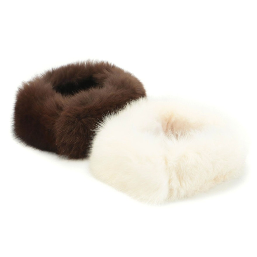 Brown and White Fox Fur Collars